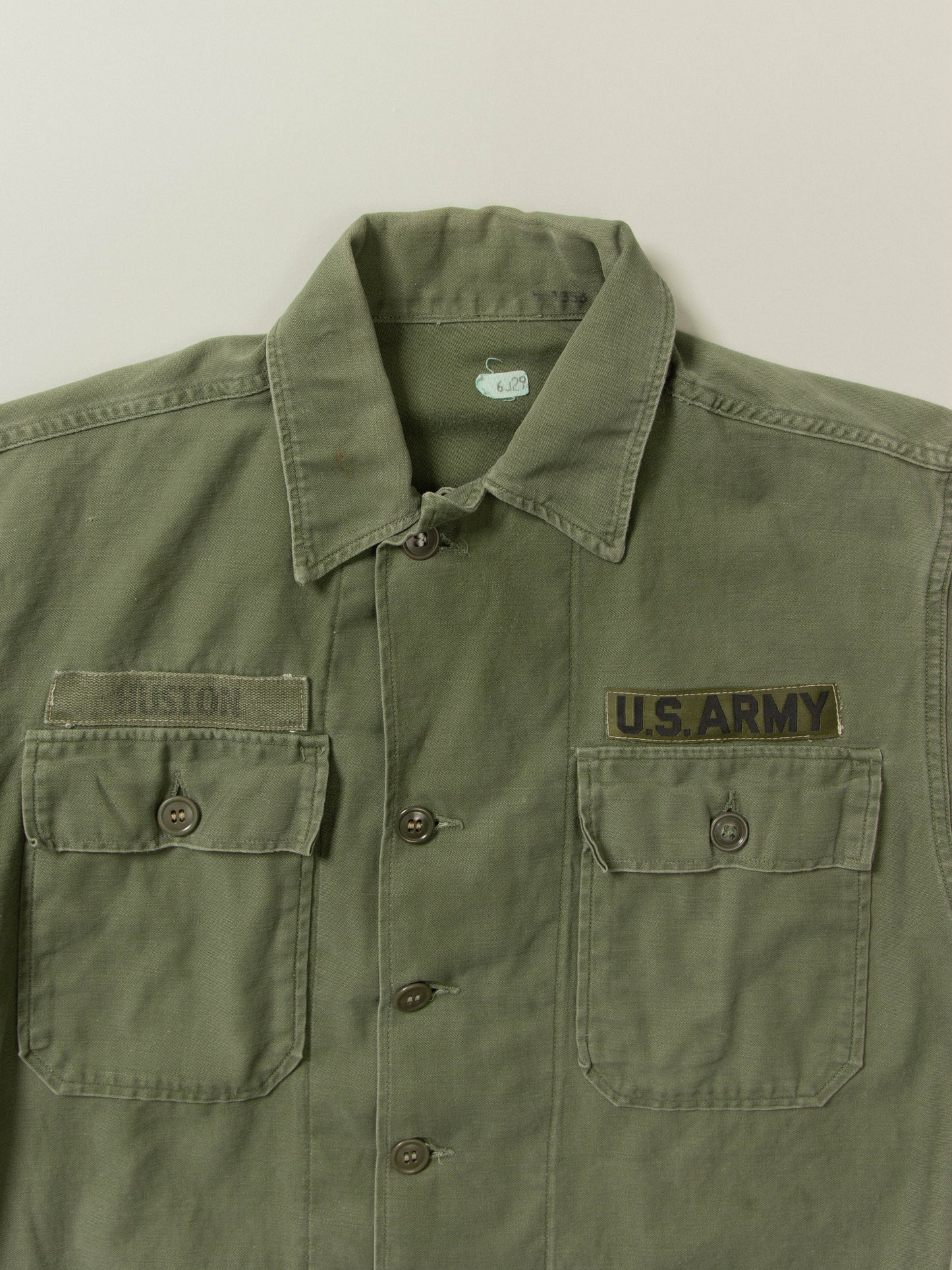 Vtg 1960s US Army OG-107 Fatigue Shirt (S)