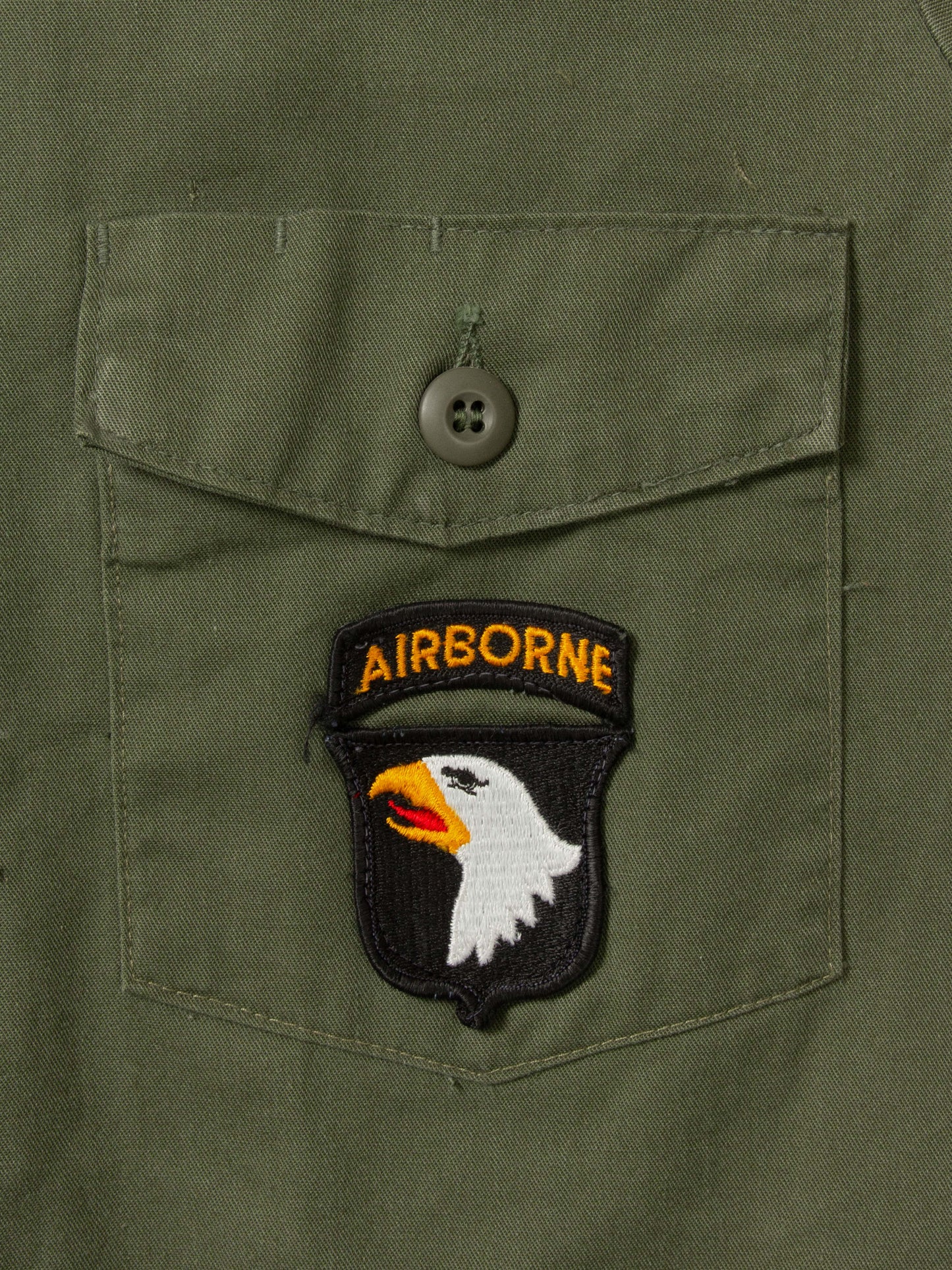 Vtg 1980s US Army OG-507 Fatigue Shirt (M)