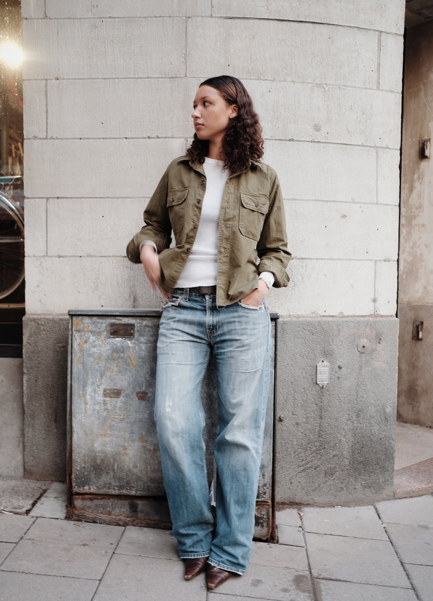Vtg 1970s Greek Army Fatigue Shirt