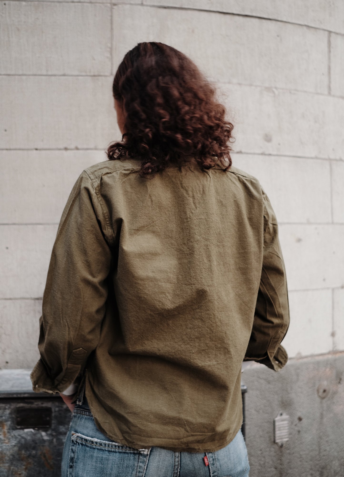Vtg 1970s Greek Army Fatigue Shirt