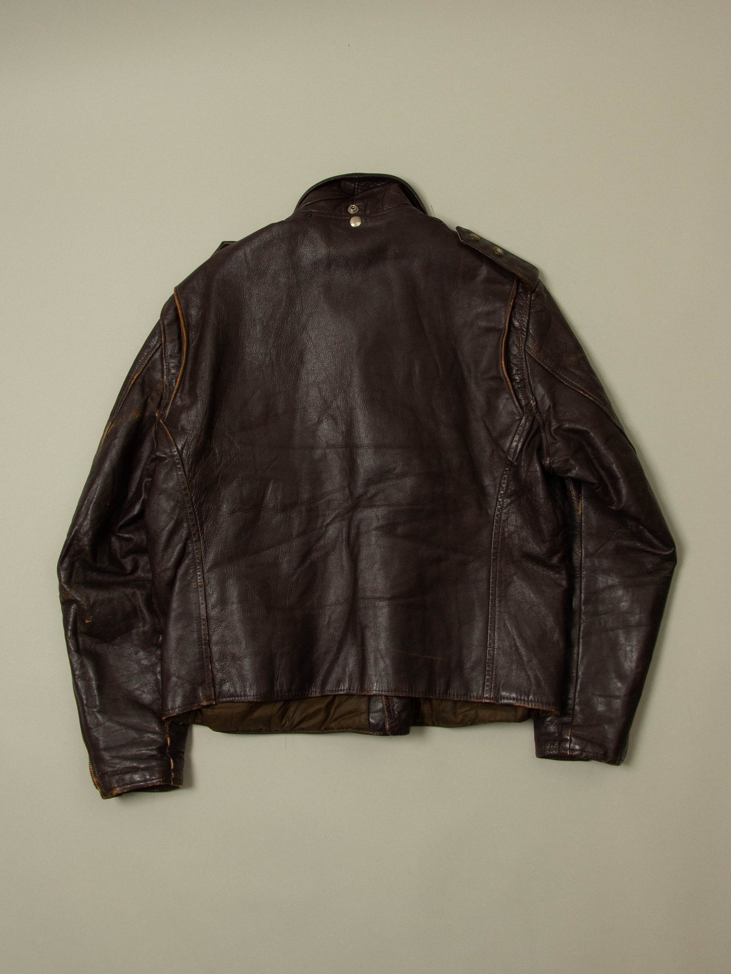 Vtg 1960s Biker Leather Jacket (L)