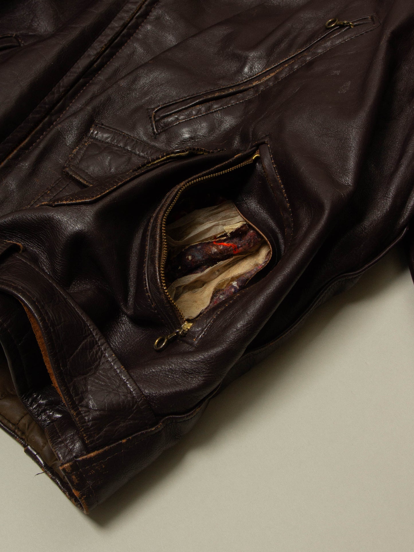 Vtg 1960s Biker Leather Jacket (L)