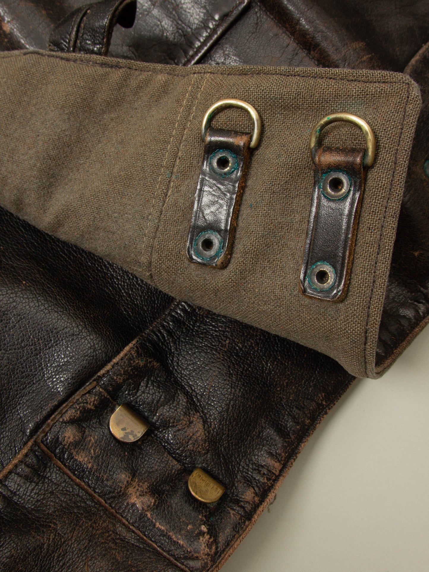 Vtg Rare 1950s Swedish Army Dispatch Leather Jacket (L)