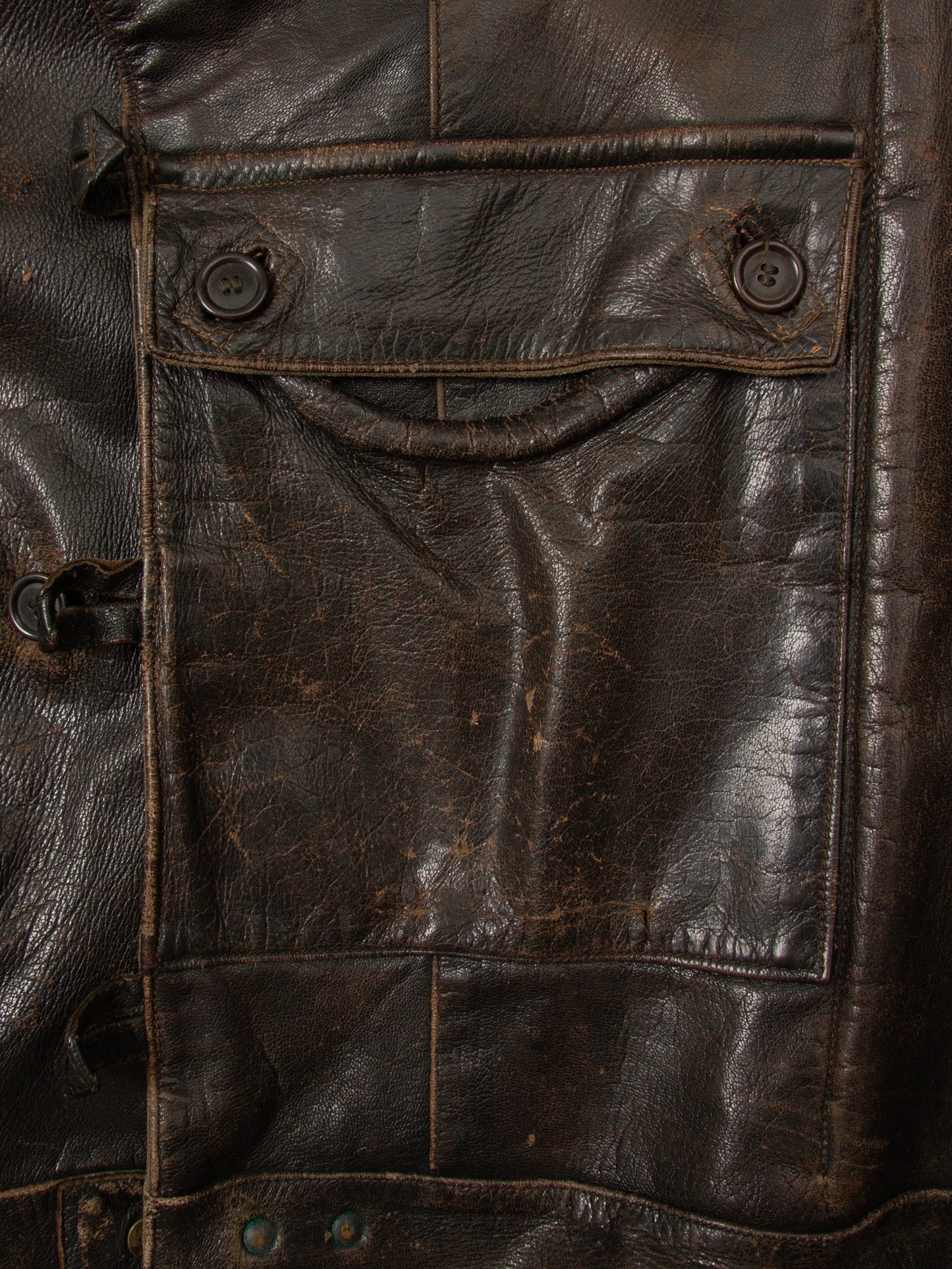 Vtg Rare 1950s Swedish Army Dispatch Leather Jacket (L)