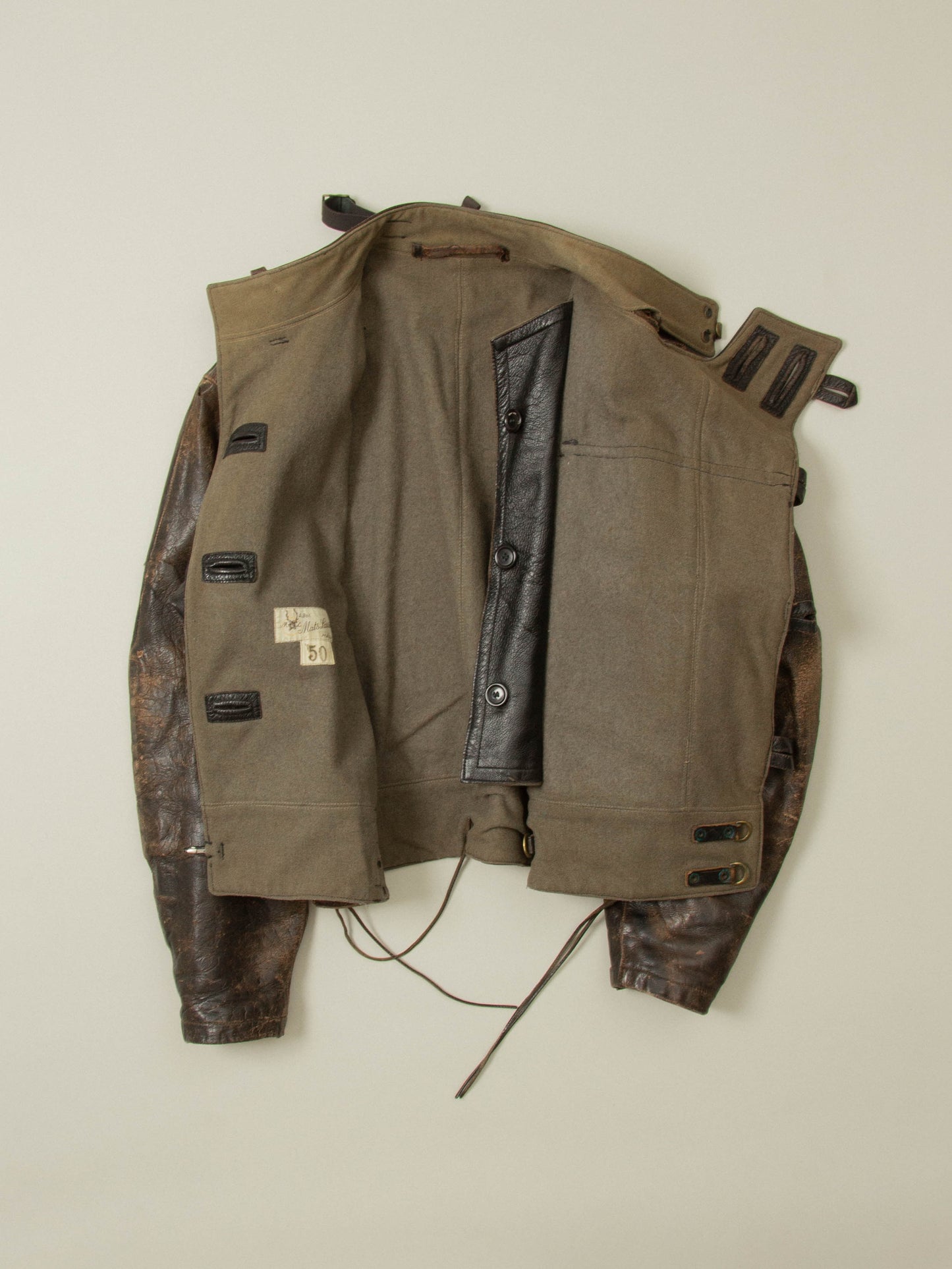 Vtg Rare 1950s Swedish Army Dispatch Leather Jacket (L)
