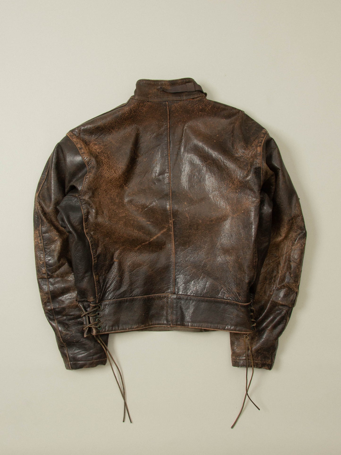Vtg Rare 1950s Swedish Army Dispatch Leather Jacket (L)