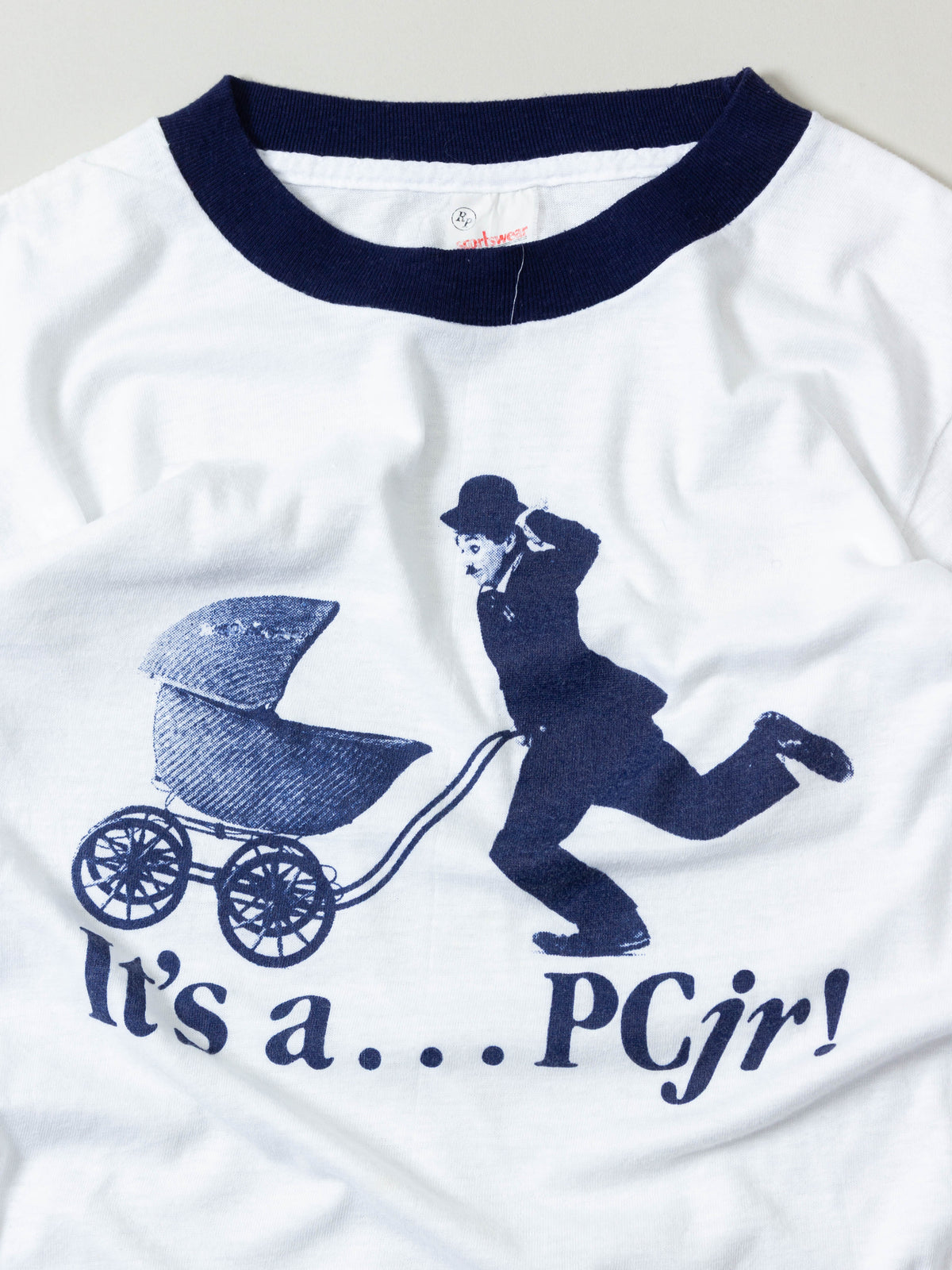Vtg 1980s Charlie Chaplin PC Ringer Tee – Made in USA (S)