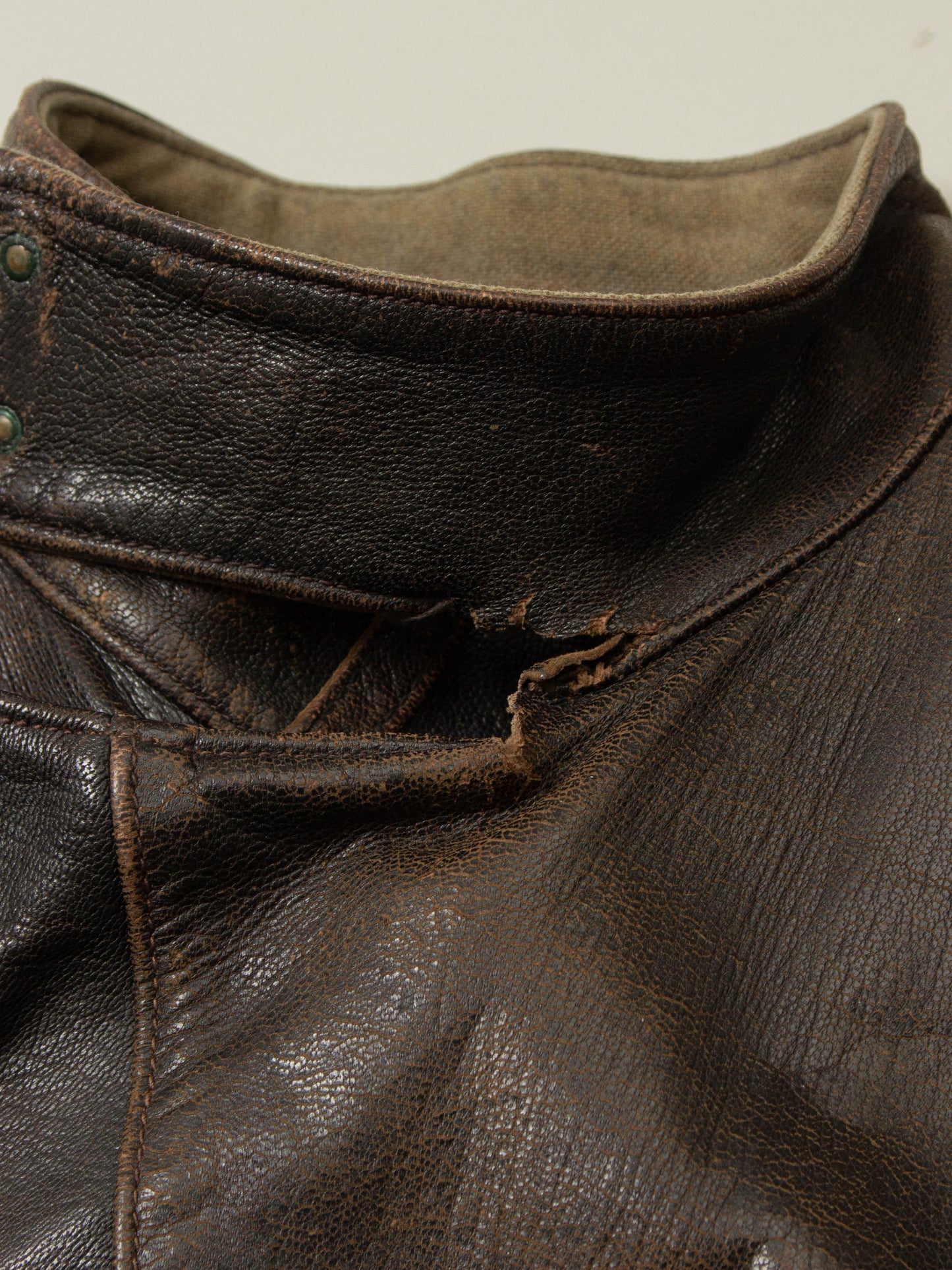 Vtg Rare 1950s Swedish Army Dispatch Leather Jacket (L)
