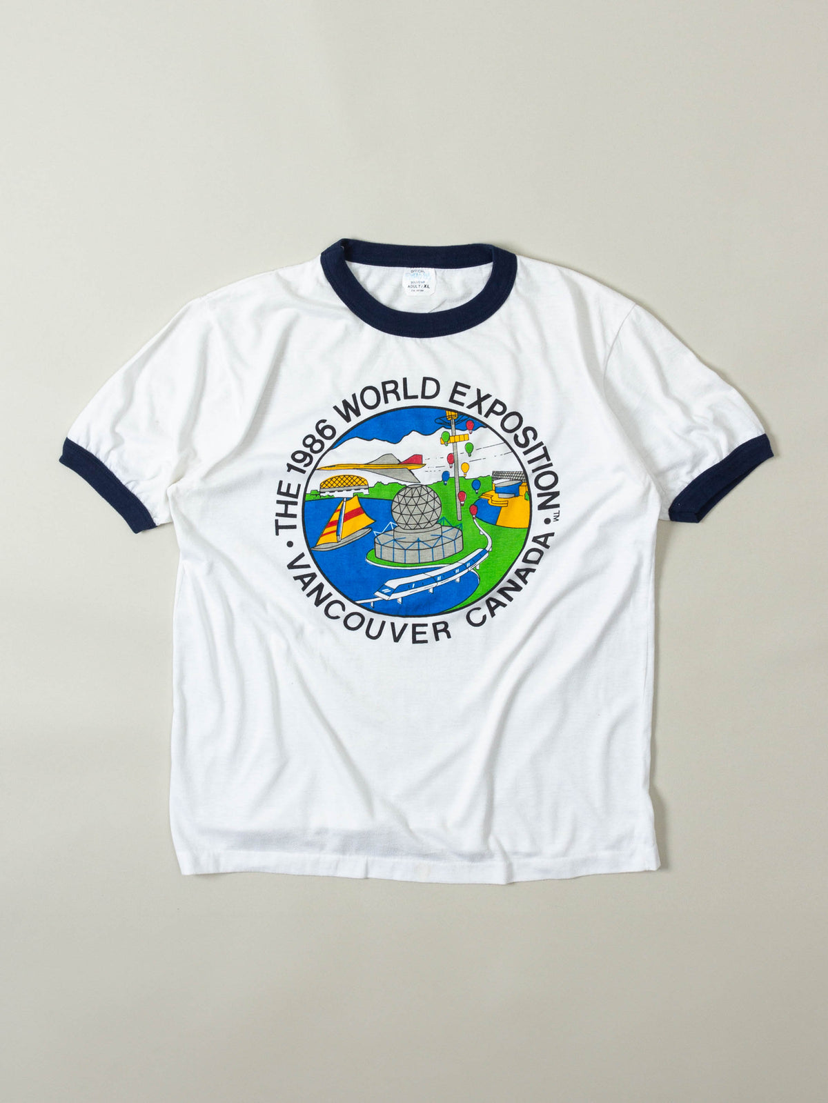 Vtg 1980s Vancouver World Exposition Ringer Tee (L)