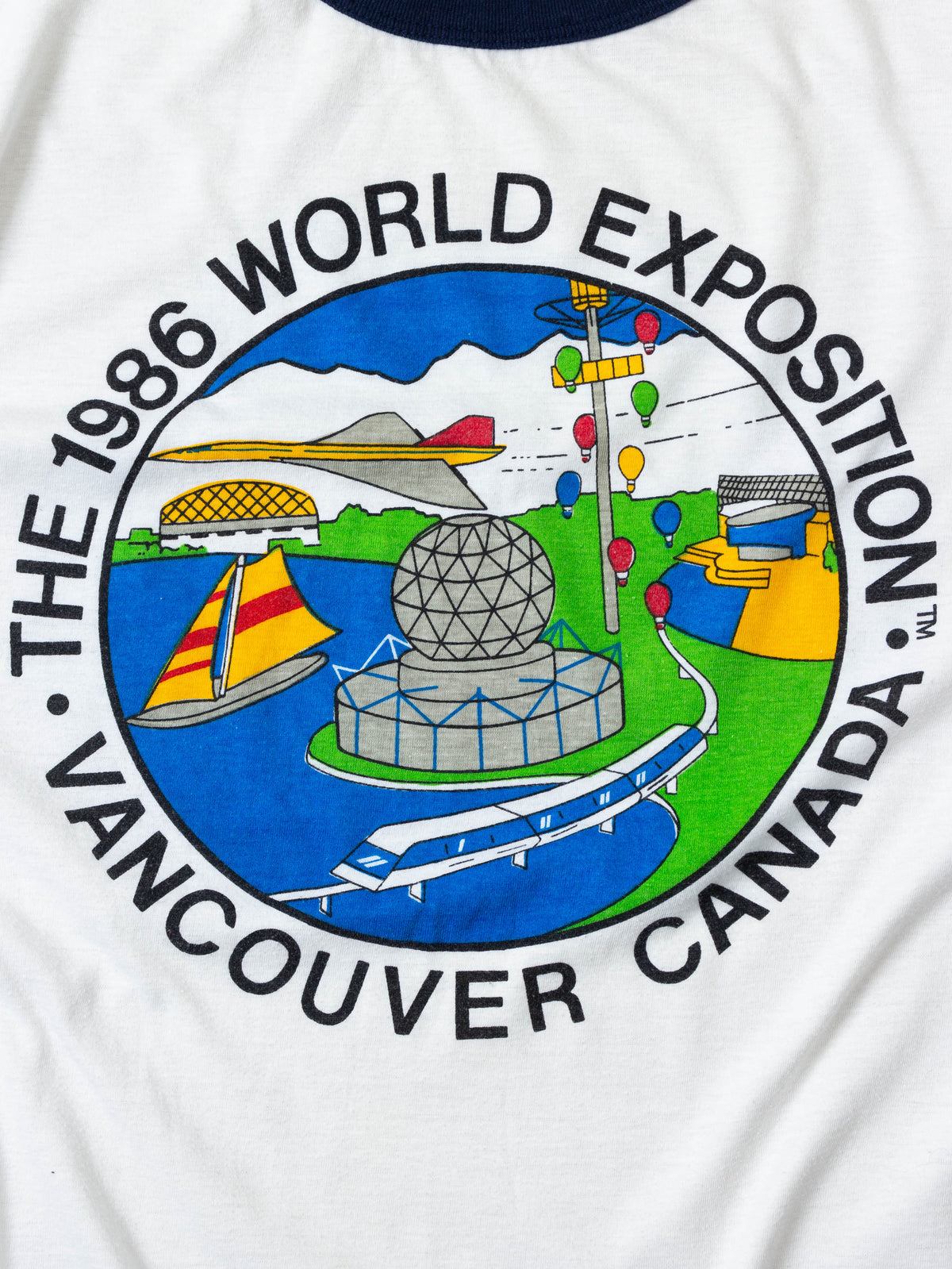 Vtg 1980s Vancouver World Exposition Ringer Tee (L)