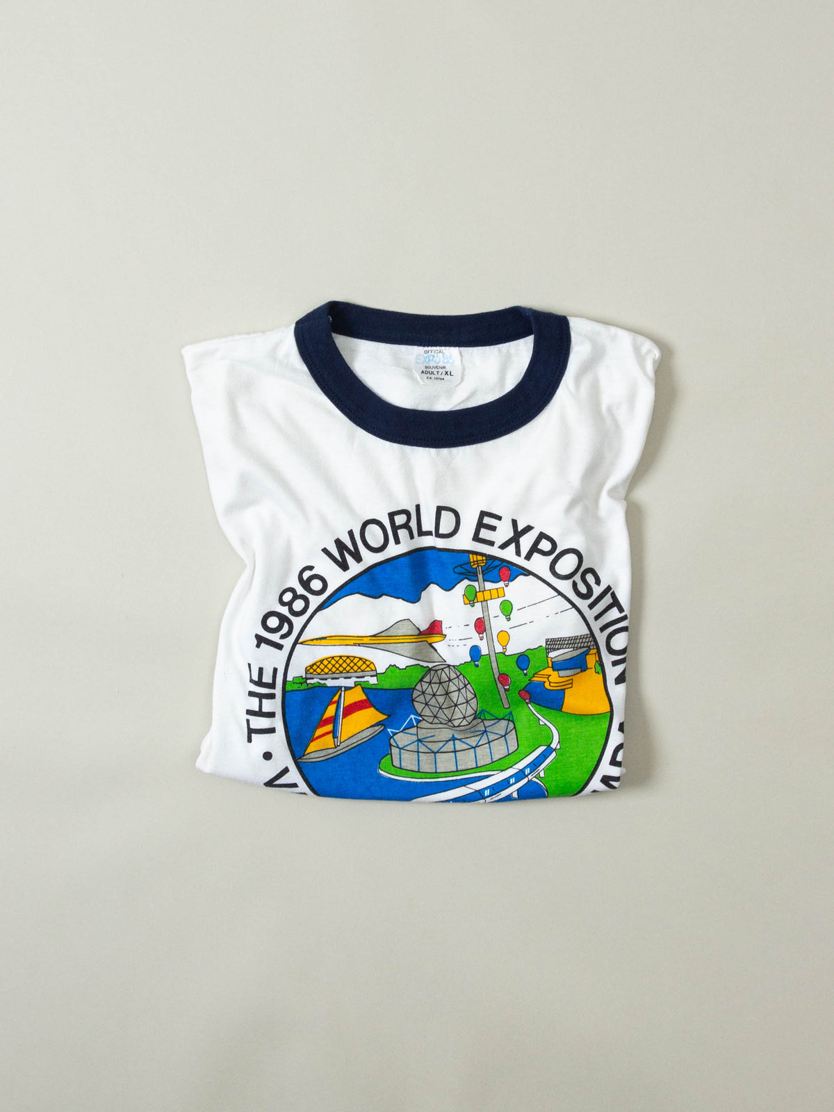 Vtg 1980s Vancouver World Exposition Ringer Tee (L)