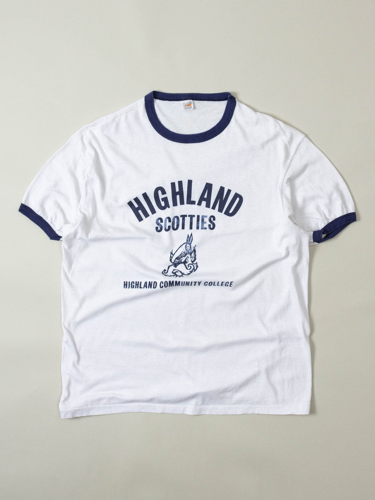 Vtg 1970s Highland Scotties College Ringer Tee - Made in USA (L)