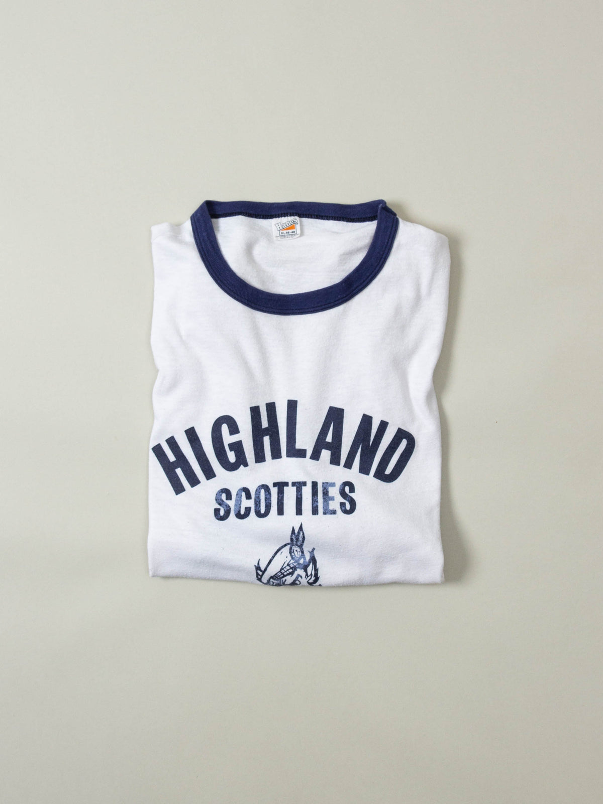 Vtg 1970s Highland Scotties College Ringer Tee - Made in USA (L)