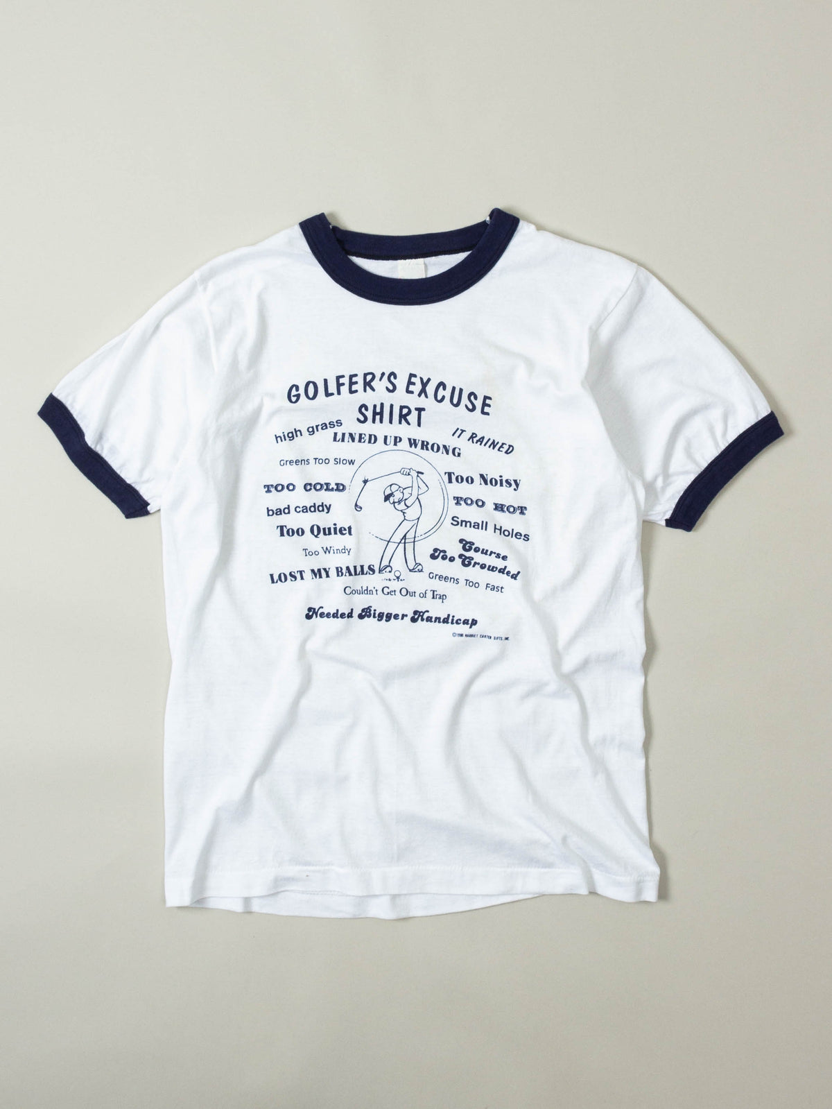Vtg 1970s 'Golfer's Excuse' Single Stitch Ringer Tee (M)