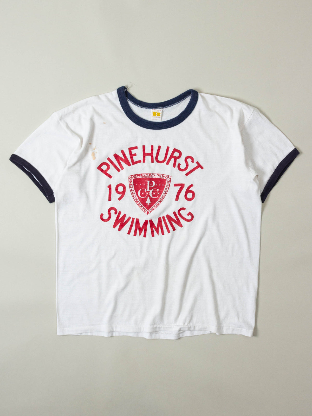 Vtg 1970s Russell Athletic Single Stitch Ringer Tee - Made in USA (L)