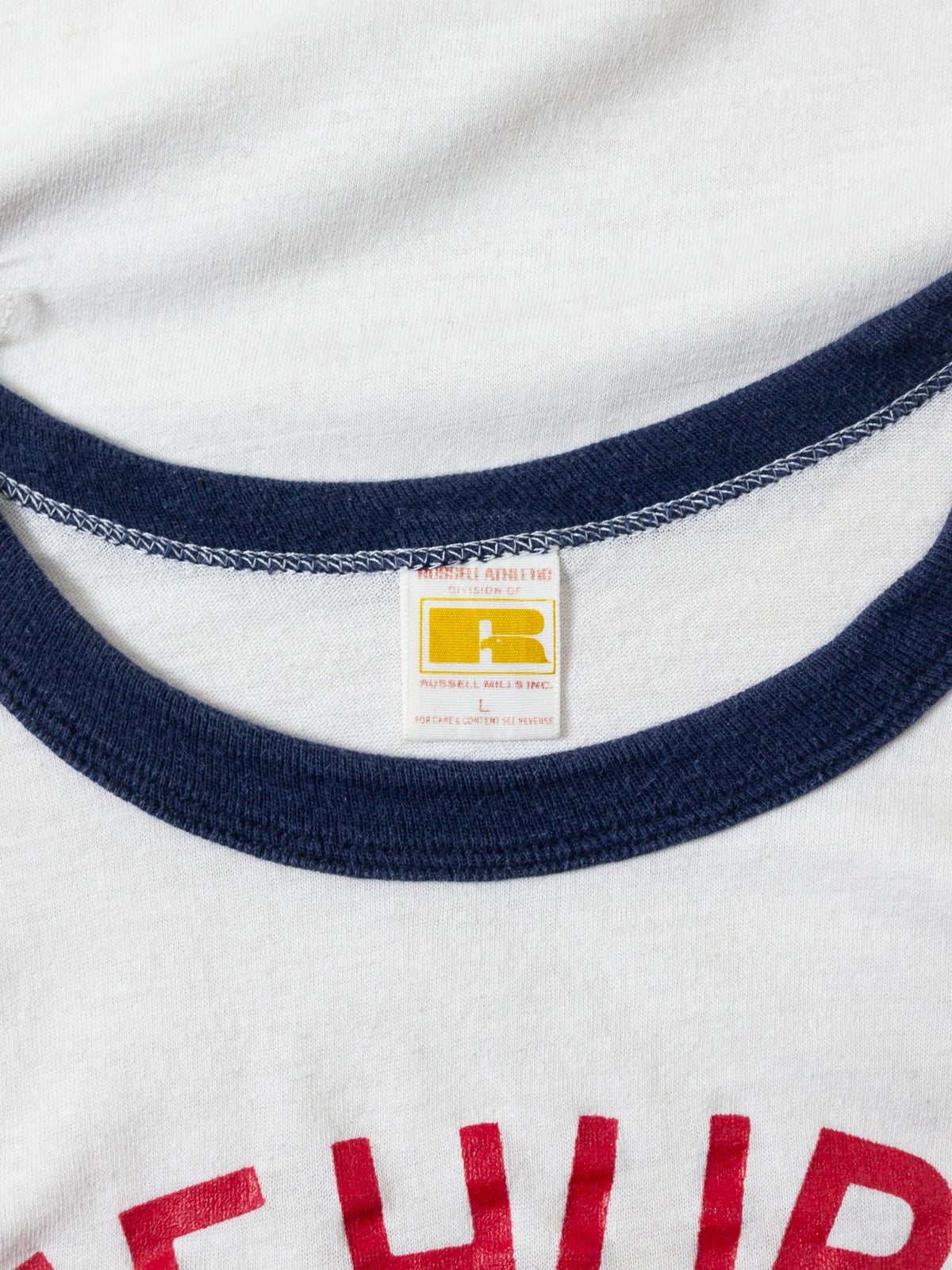 Vtg 1970s Russell Athletic Single Stitch Ringer Tee - Made in USA (L)