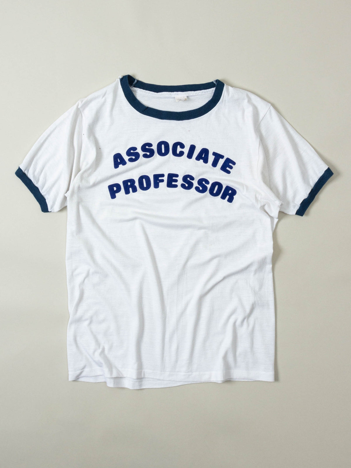 Vtg 1970s 'Associate Professor' Single Stitch Ringer Tee - Made in USA (M)