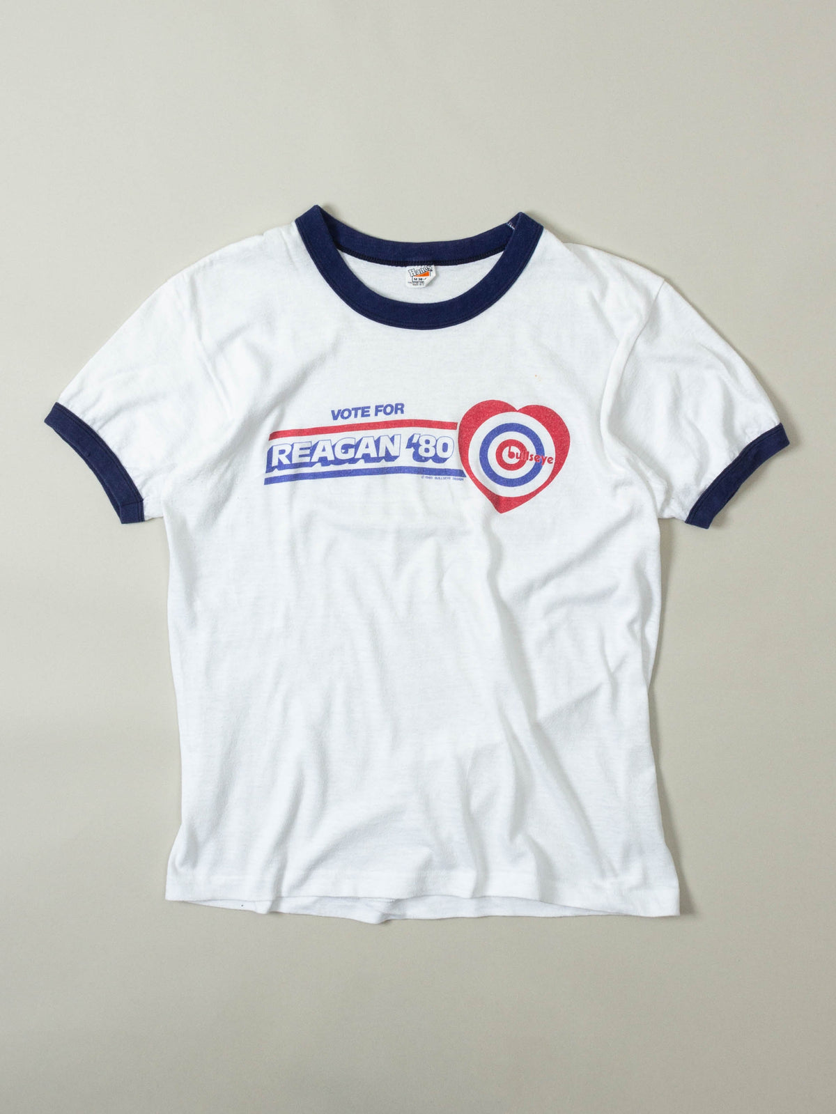 Vtg 1980s 'Vote For Reagan' Single Stitch Ringer Tee - Made in USA (M)