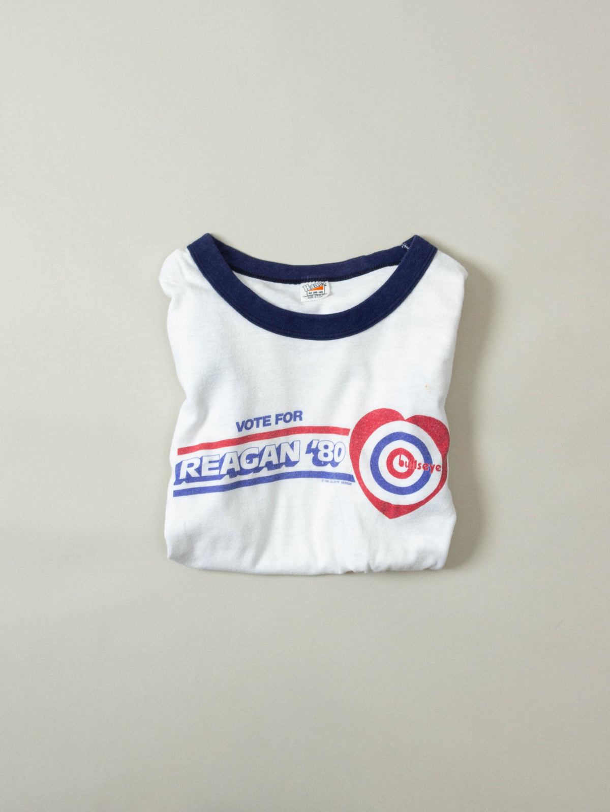 Vtg 1980s 'Vote For Reagan' Single Stitch Ringer Tee - Made in USA (M)