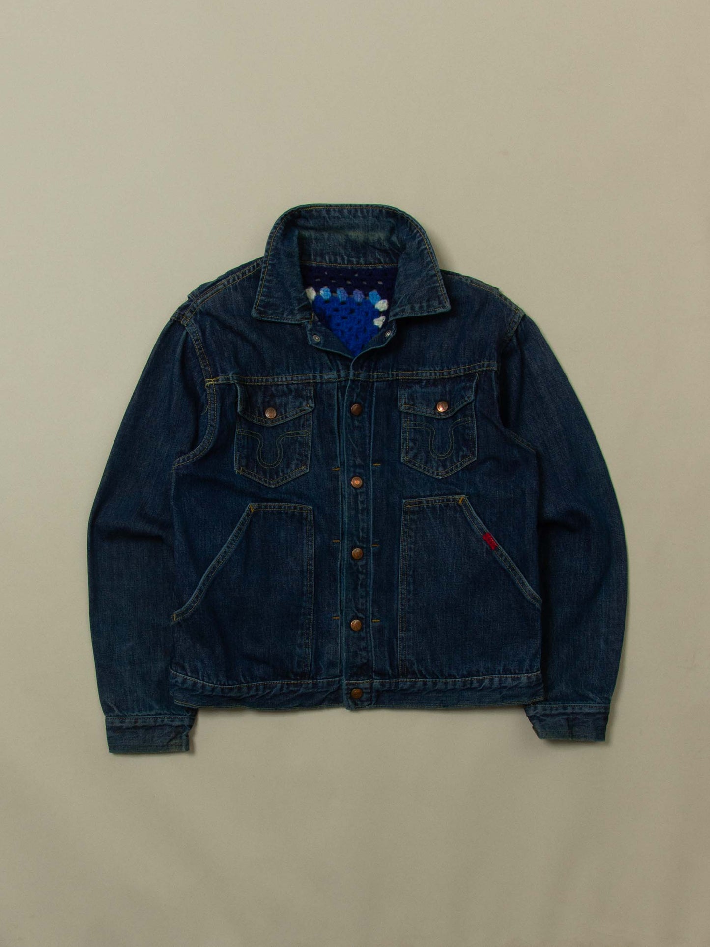Vtg 1960s Big Smith Crochet Lining Denim Jacket (M/L)