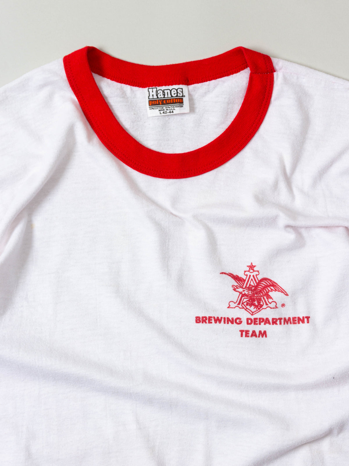 Vtg 1980s 'Brewing Department' Ringer Tee – Made in USA (L)