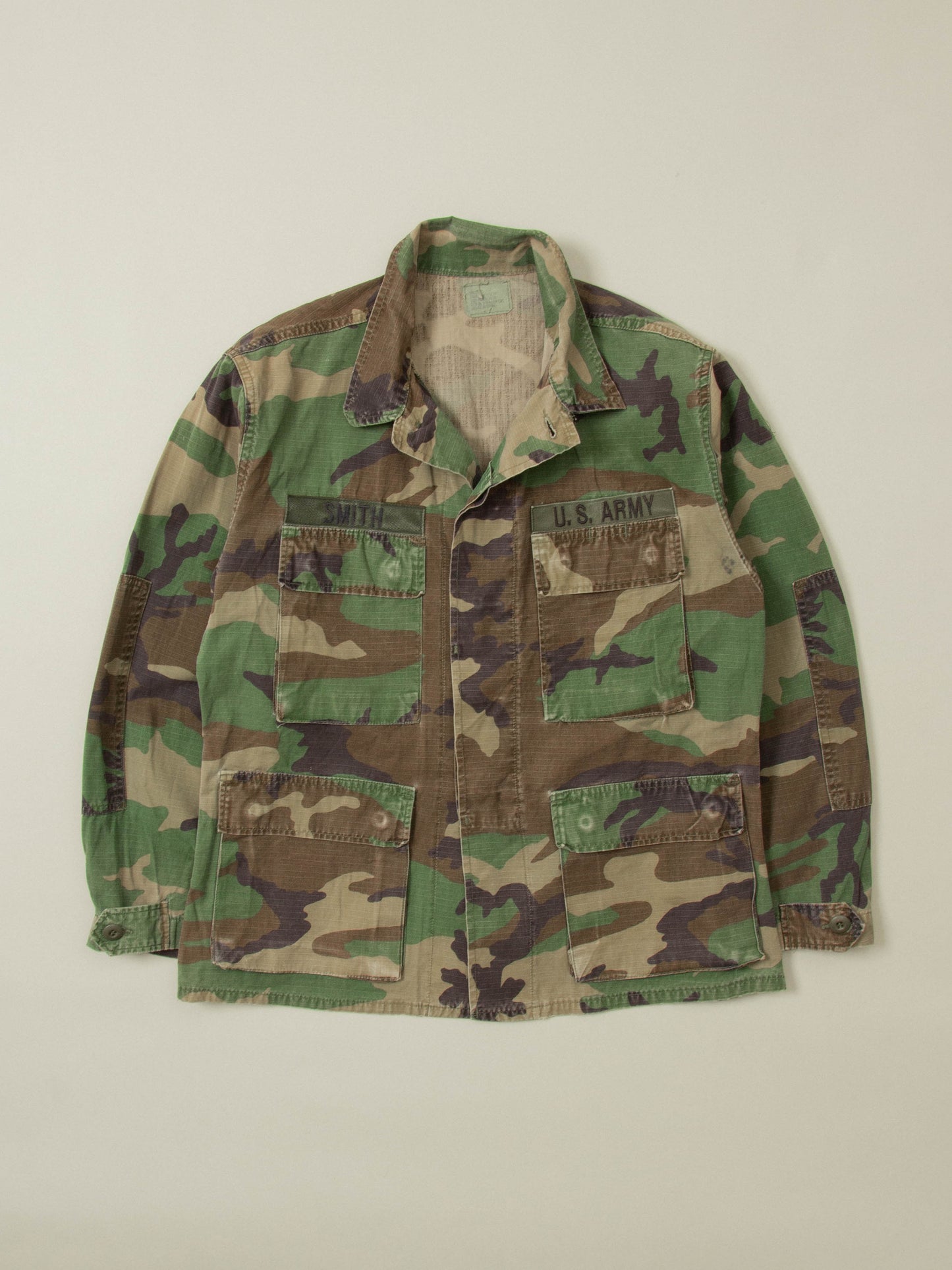 Vtg 1980s US Army Ripstop Woodland Camo Jacket (S-Short)