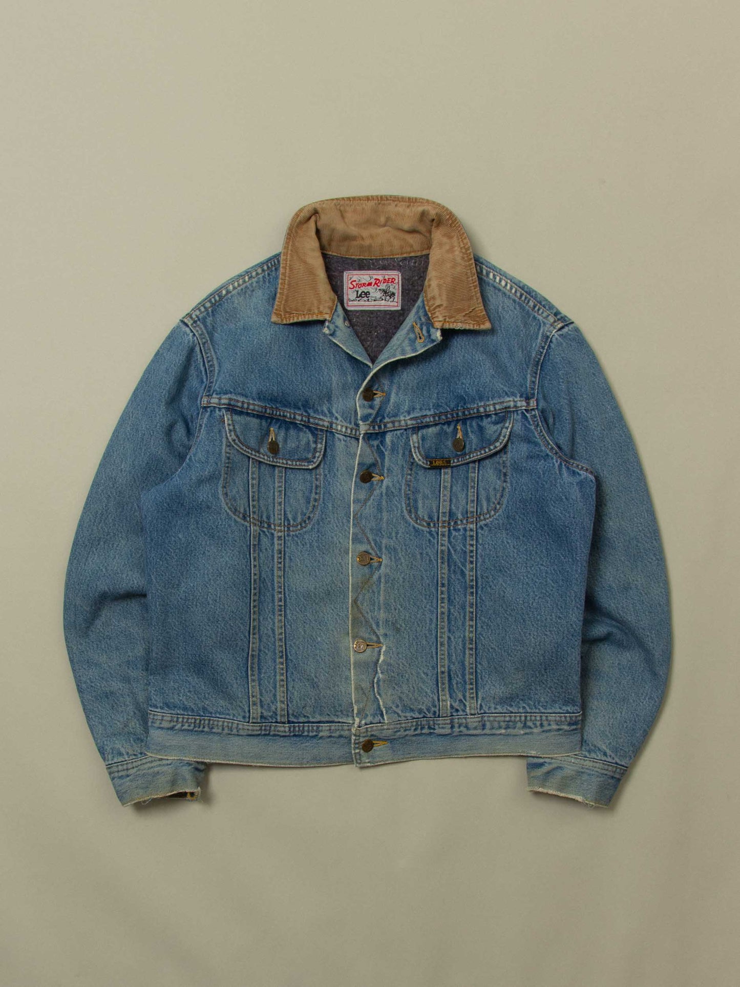 Vtg 1980s Lee Storm Rider Lined Denim Jacket (L)