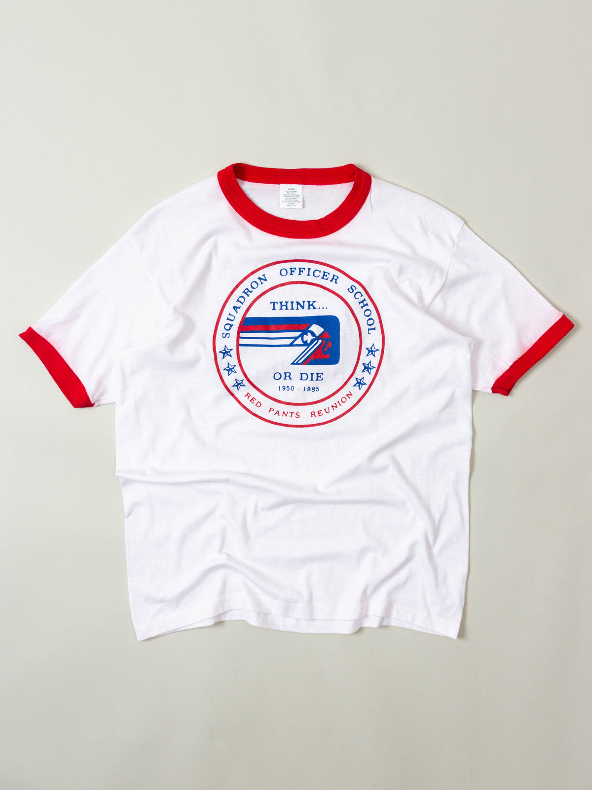 Vtg 1980s 'Squadron Officer School' Ringer Tee – Made in USA (M/L)