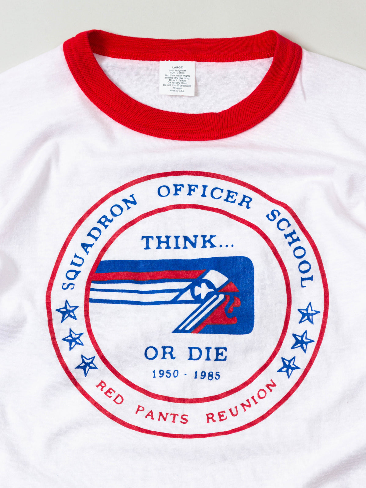 Vtg 1980s 'Squadron Officer School' Ringer Tee – Made in USA (M/L)