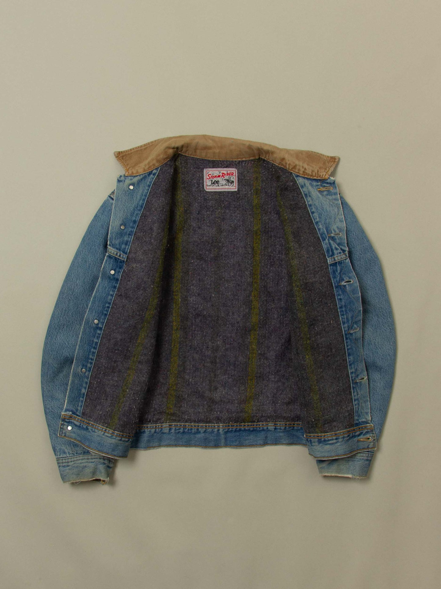 Vtg 1980s Lee Storm Rider Lined Denim Jacket (L)
