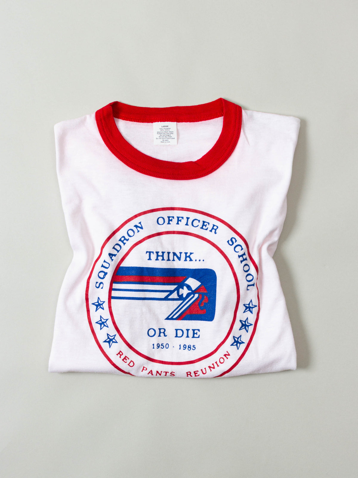 Vtg 1980s 'Squadron Officer School' Ringer Tee – Made in USA (M/L)