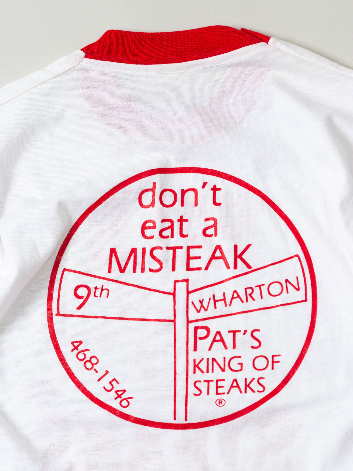 Vtg 1980s 'Pat's King Of Steaks' Ringer Tee – Made in USA (XS/S)