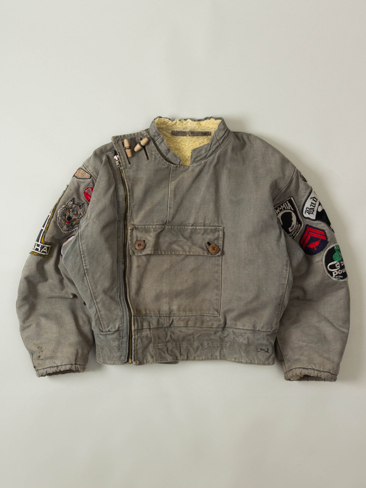 Vtg 1950s Rare Patched Swedish Army Motorcycle Dispatch Jacket (M)