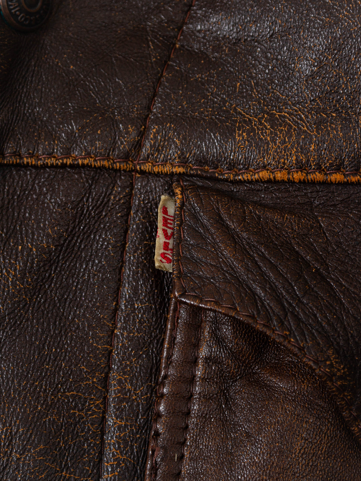 Vtg 1960s Levi's 'Short Horn' Big E Leather Jacket - Made in USA (S)