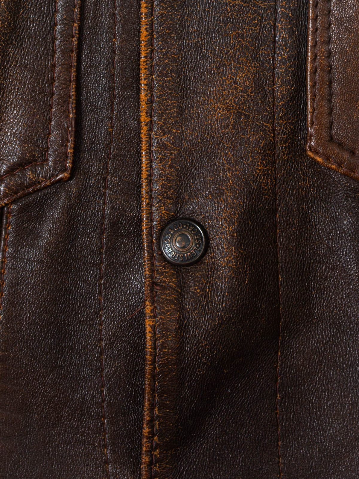 Vtg 1960s Levi's 'Short Horn' Big E Leather Jacket - Made in USA (S)