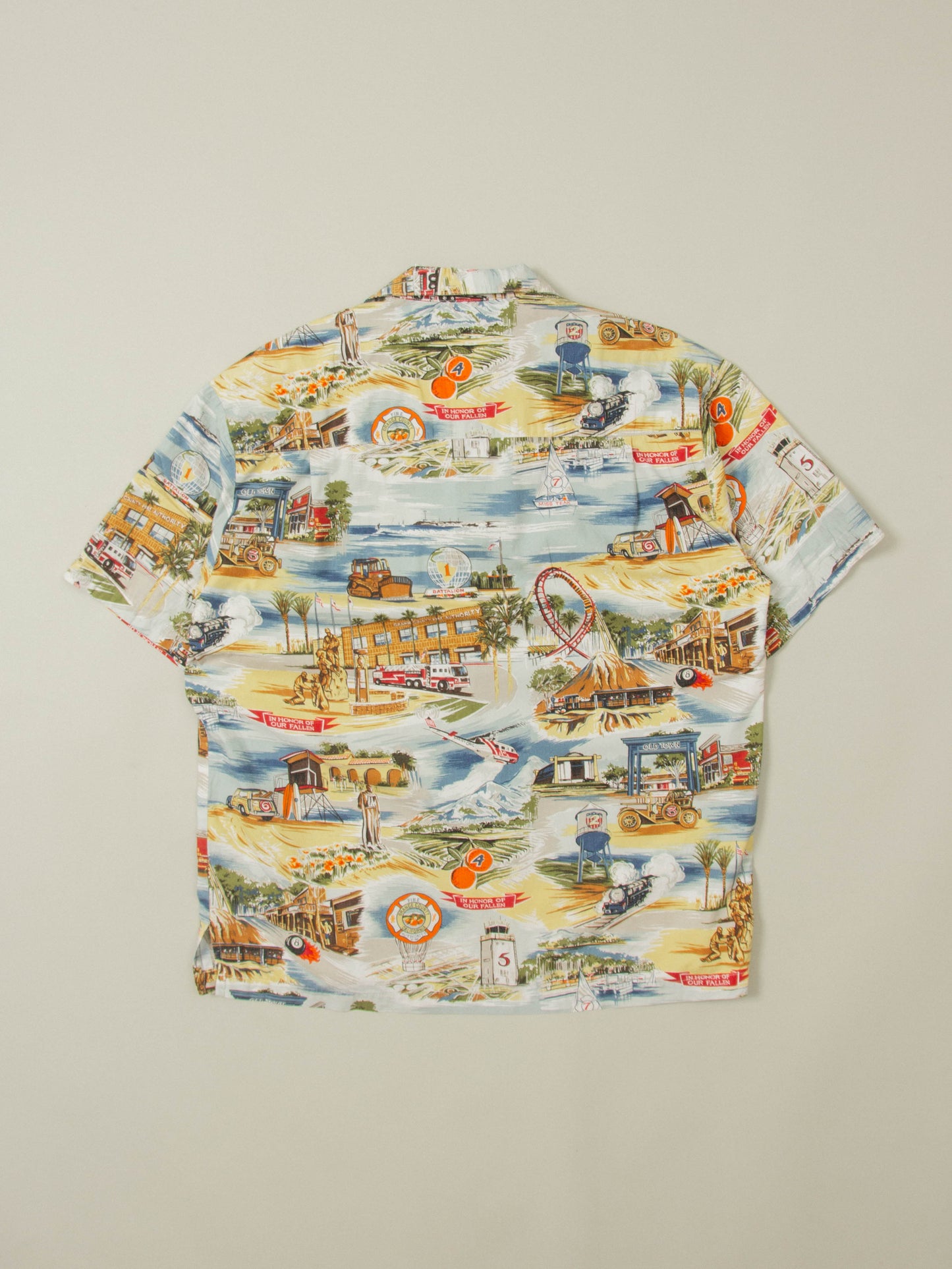 Vtg 1980s 'Firefighters' Hawaii Shirt - Made in USA (M)