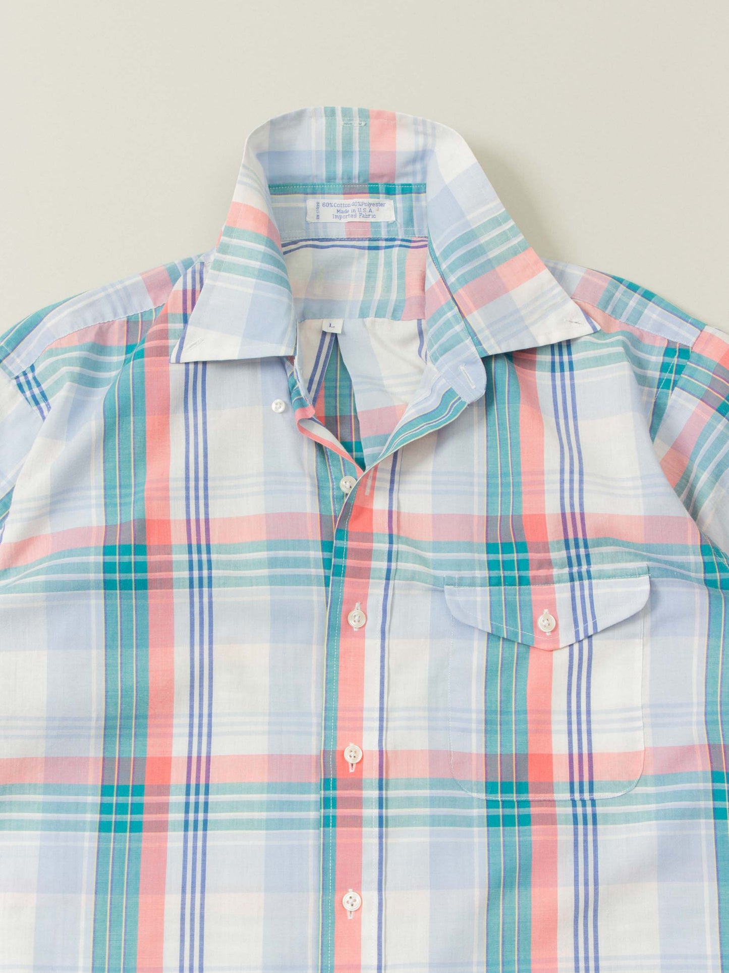 Vtg 1970s Short Sleeve Shirt - Made in USA (L)