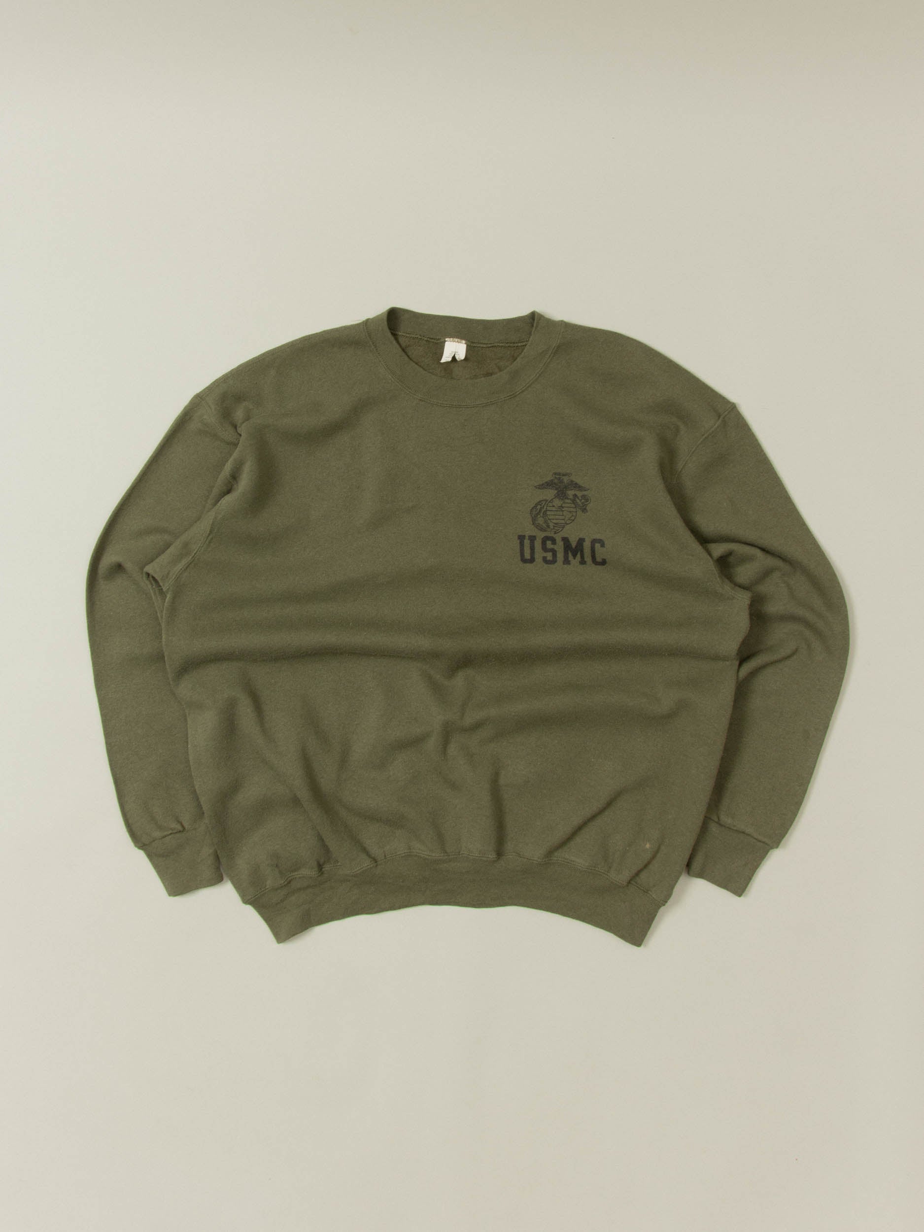 トップス 90s PUMA USMC Sweat Vintage 90s Puma Big Logo Embroidered Stripes Crewneck Green
