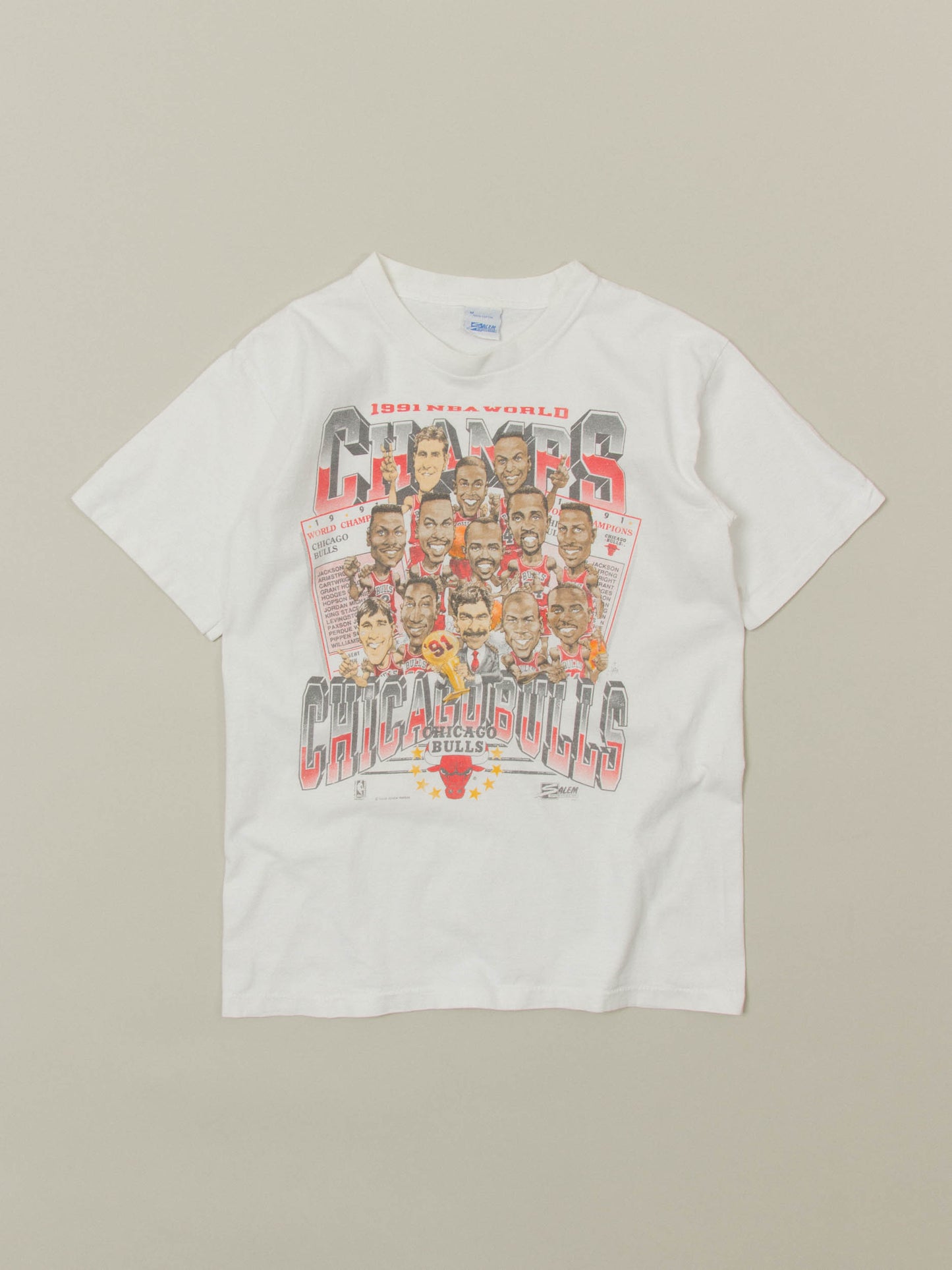Vtg 1991 Chicago Bulls NBA World Champions Single Stitch Tee (M)