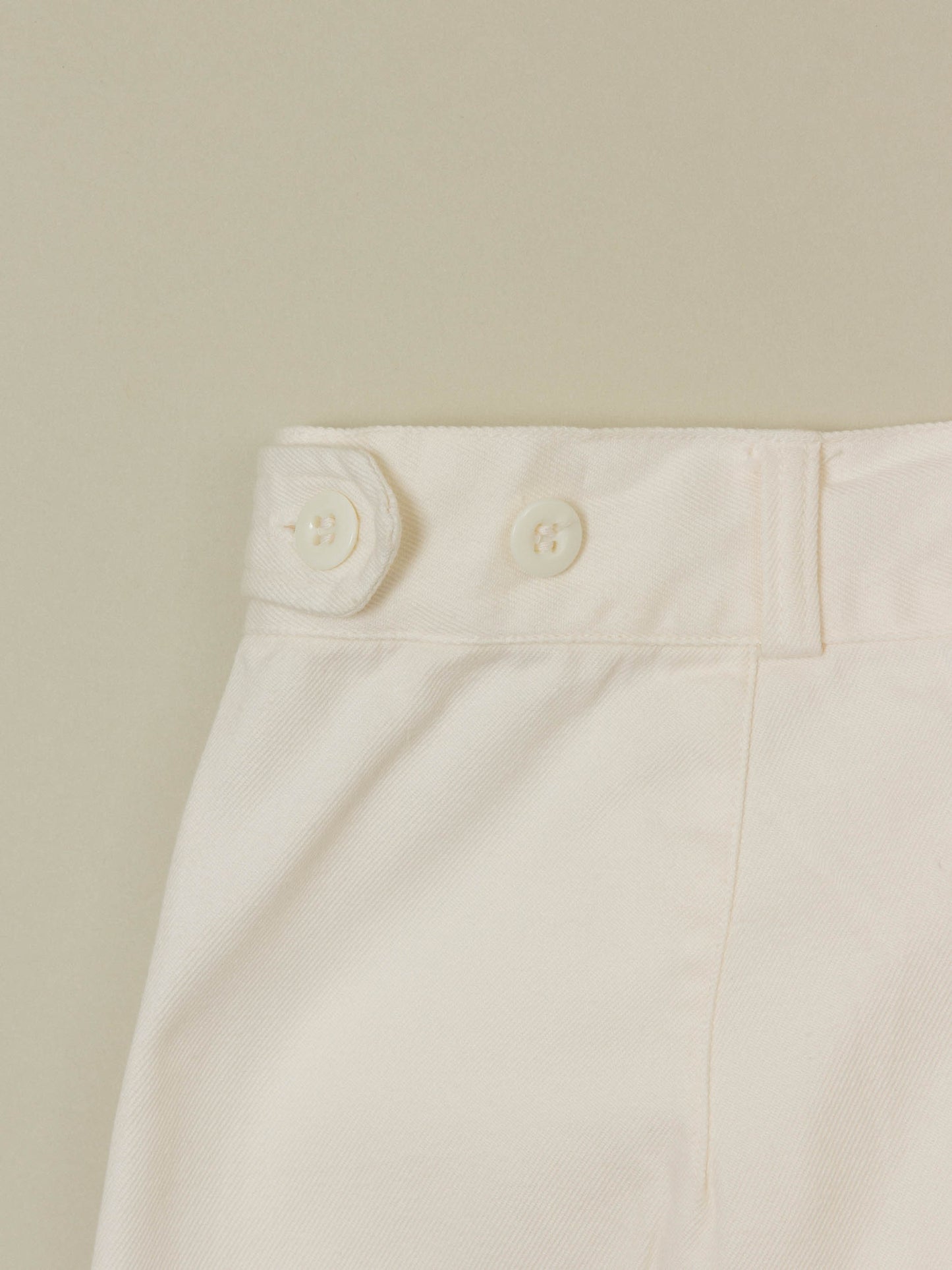 Vtg White Pleated Adjustable Cotton Trousers (38x31)