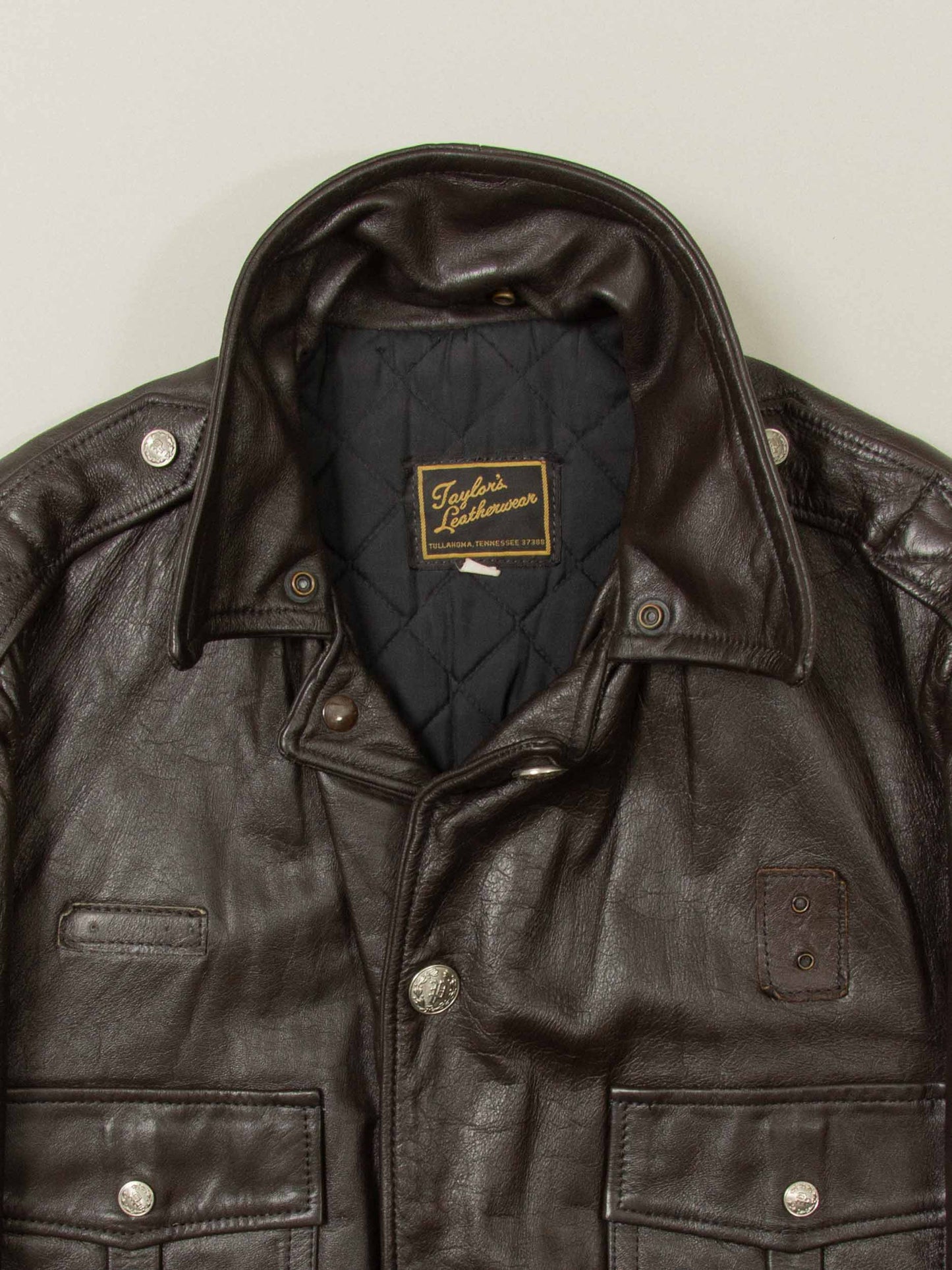 Vtg 1970s Bridgeview Illinois Police Leather Jacket - Made in USA (L)