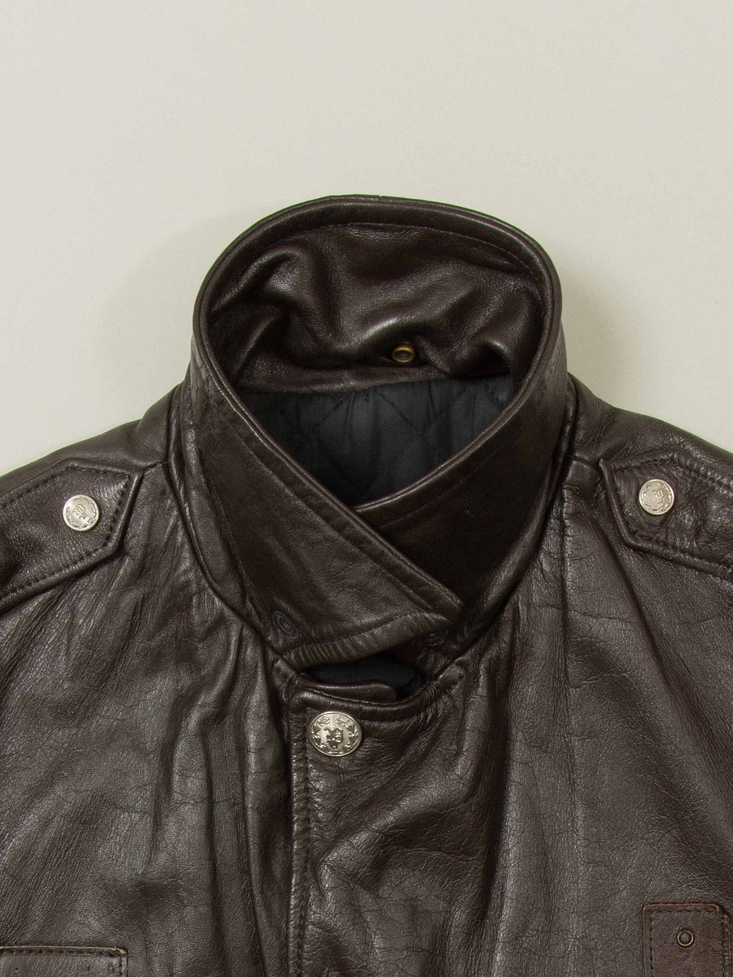 Vtg 1970s Bridgeview Illinois Police Leather Jacket - Made in USA (L)