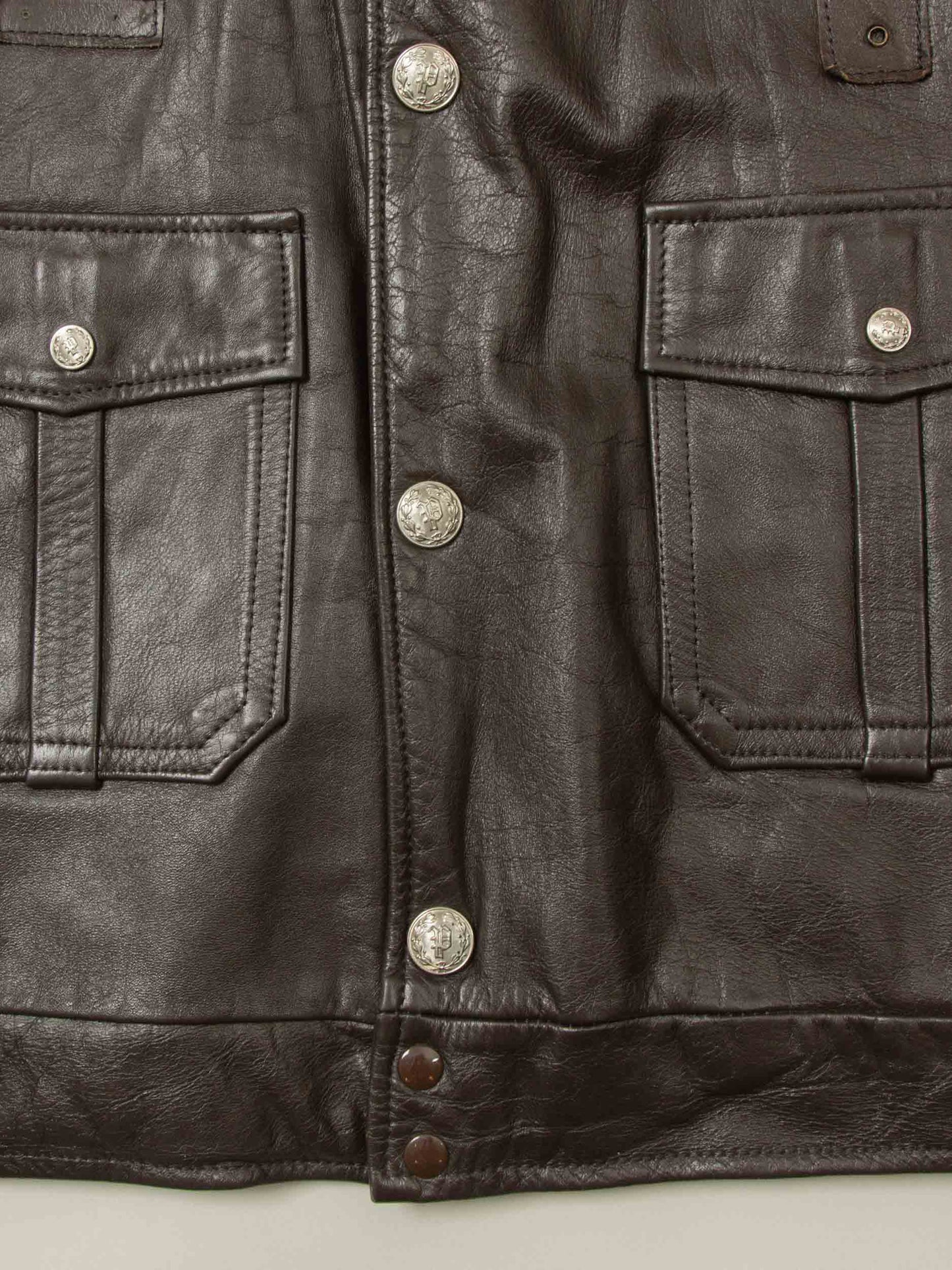 Vtg 1970s Bridgeview Illinois Police Leather Jacket - Made in USA (L)