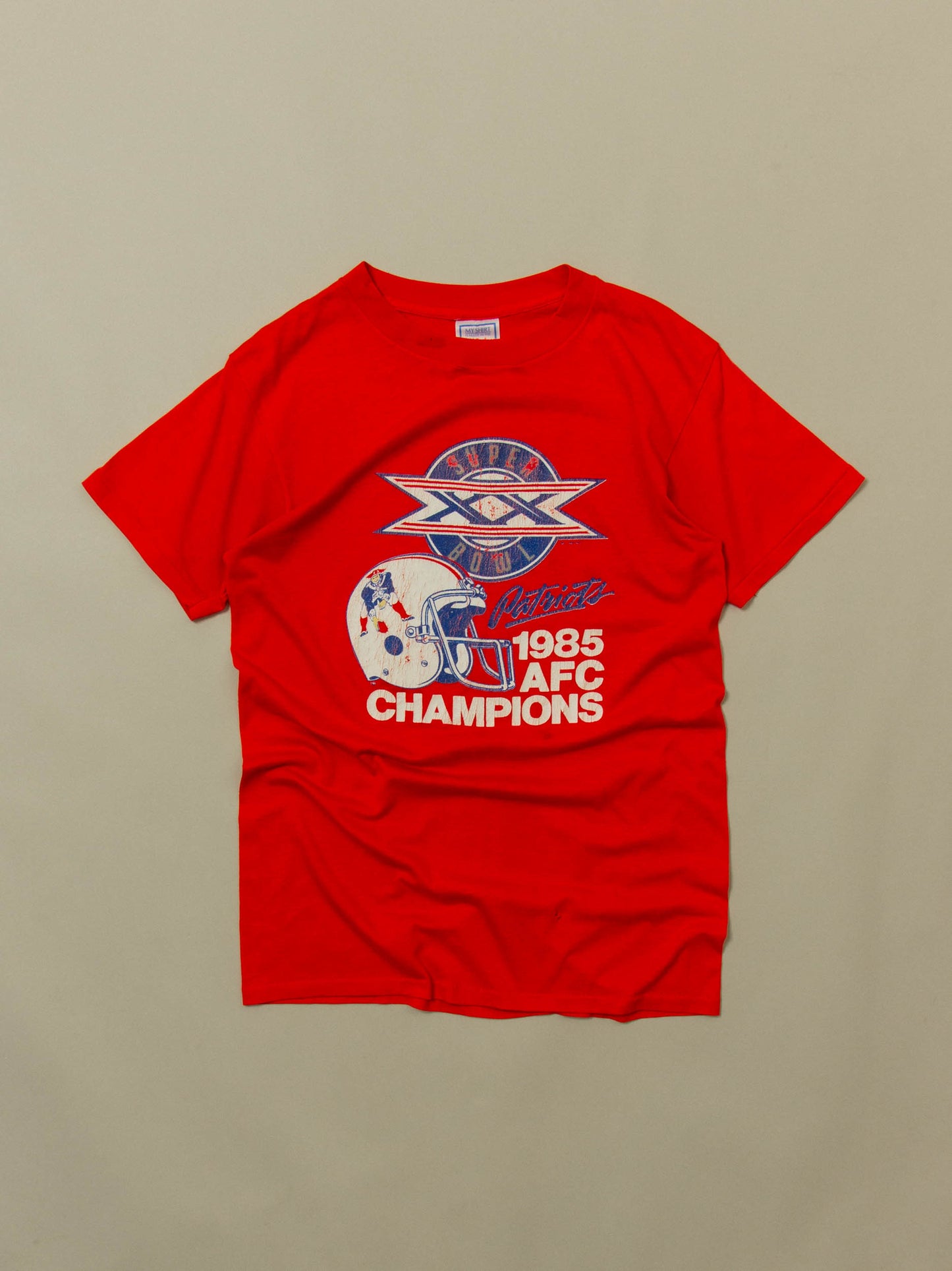 Vtg 1985 New England Patriots Single Stitch Tee – Made in USA (M/L)