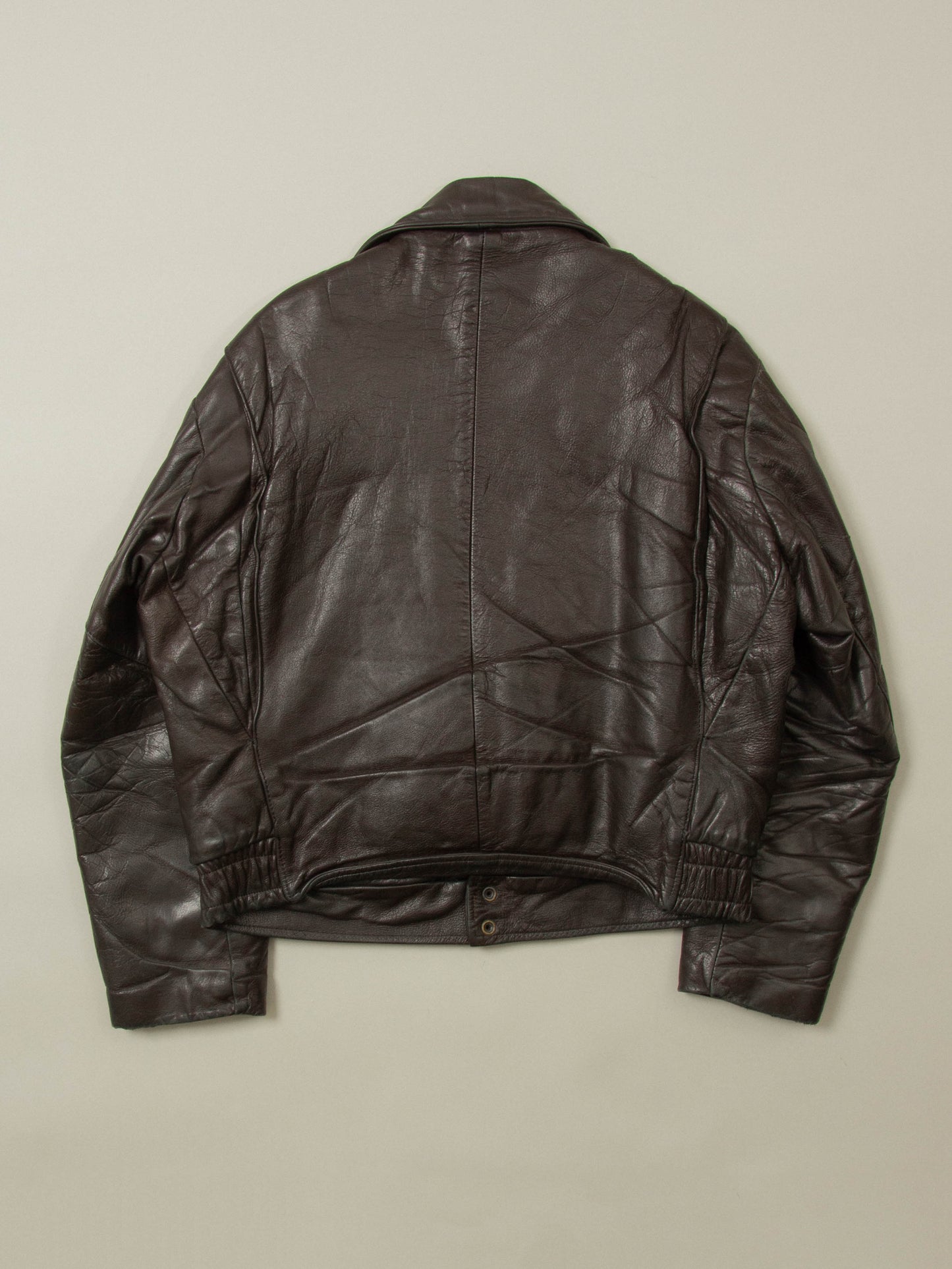 Vtg 1970s Bridgeview Illinois Police Leather Jacket - Made in USA (M)