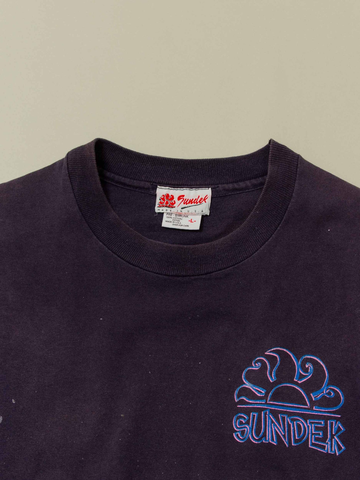Vtg 1990s Faded Sundek Single Stitch Surf Tee – Made in USA (L)