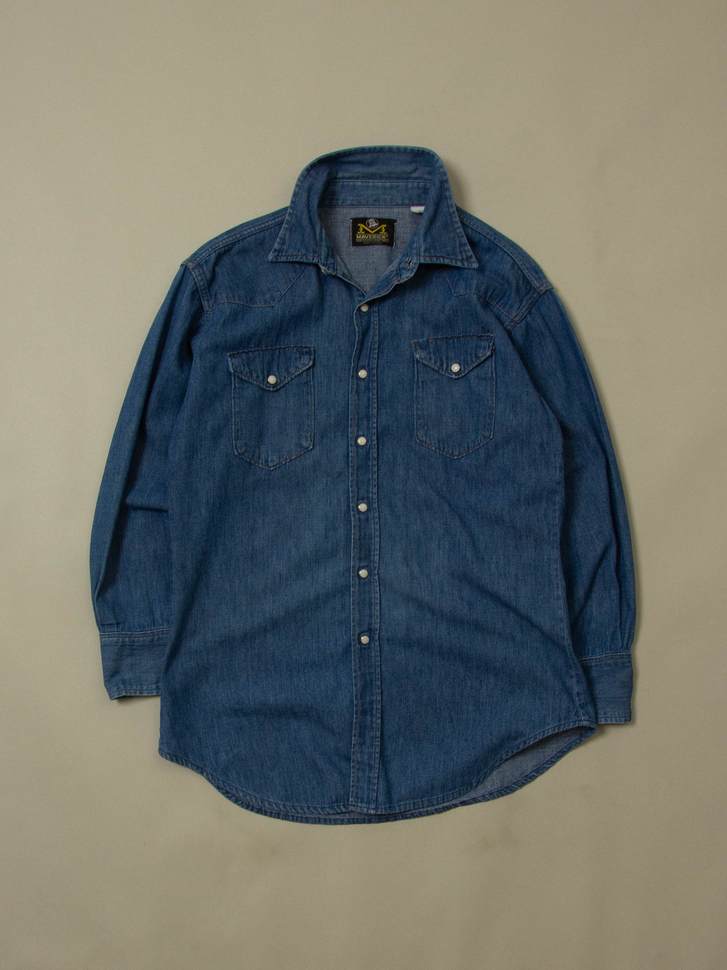 Vtg 1970s Maverick Blue Bell Denim Shirt - Made in USA (M)
