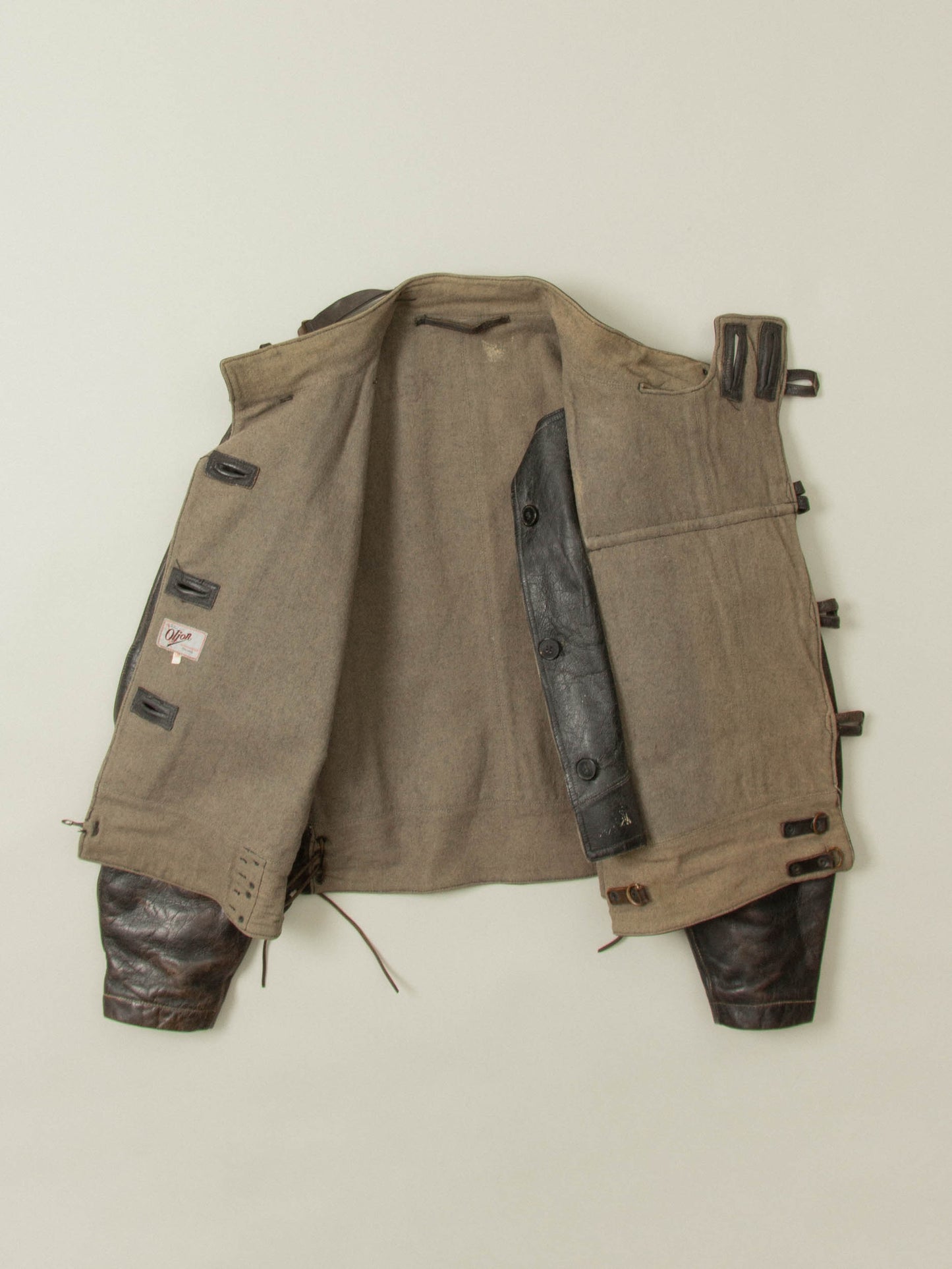 Vtg Rare 1950s Swedish Army Dispatch Leather Jacket (L)