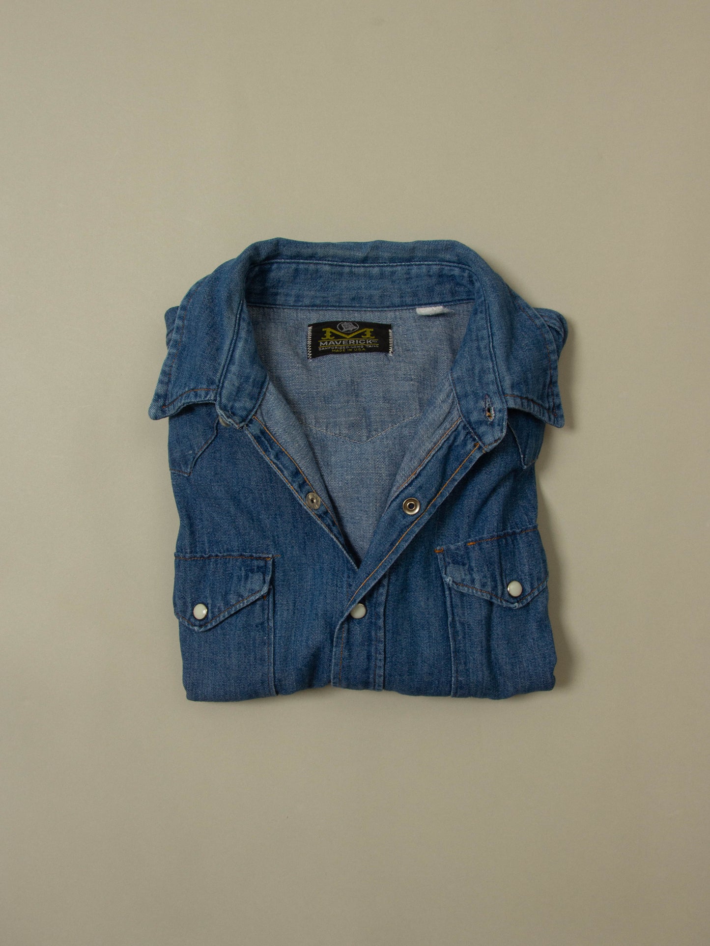 Vtg 1970s Maverick Blue Bell Denim Shirt - Made in USA (M)