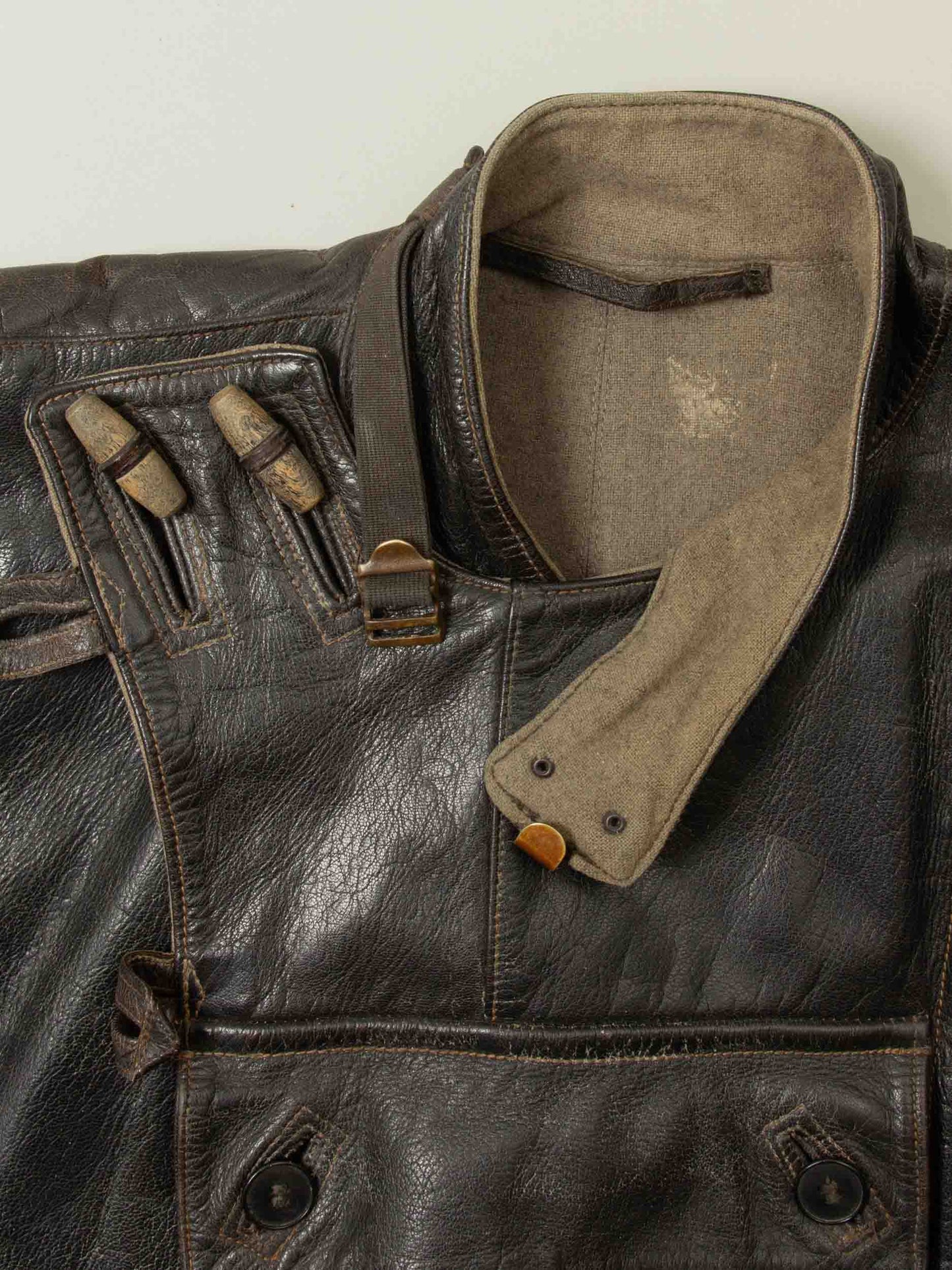 Vtg Rare 1950s Swedish Army Dispatch Leather Jacket (L)